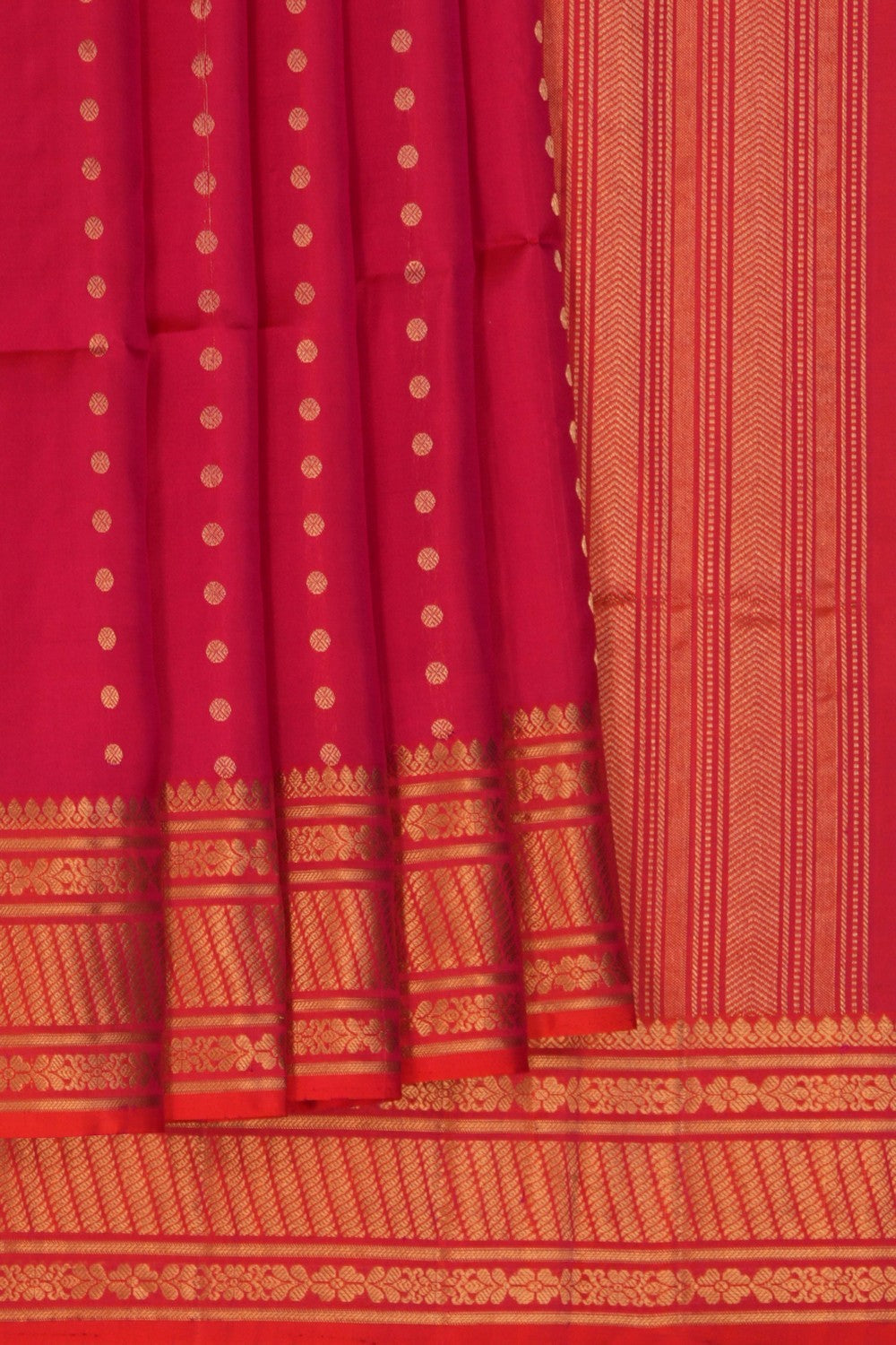 Image of South Silk Fuchsia-Pink Saree