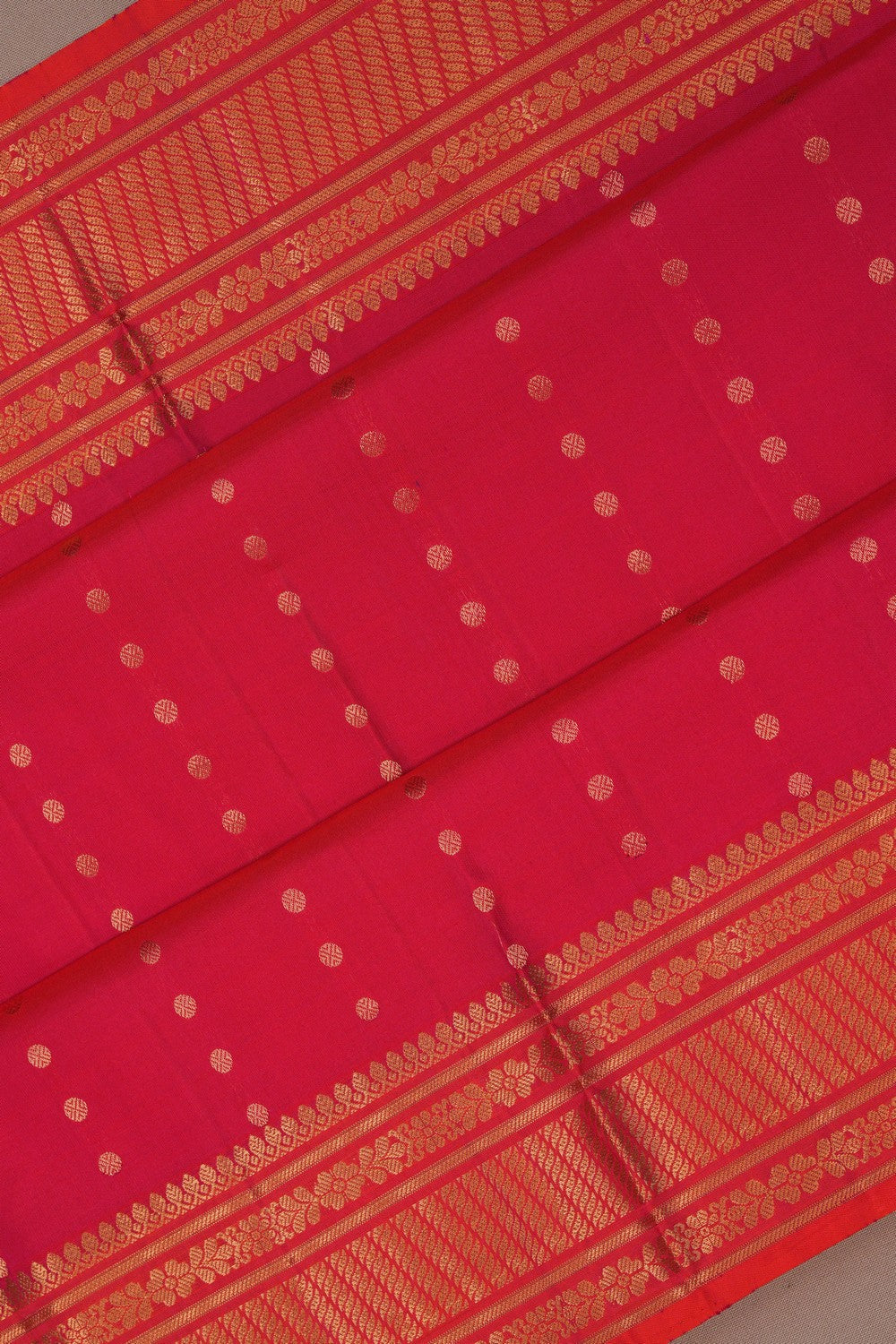 Image of South Silk Fuchsia-Pink Saree