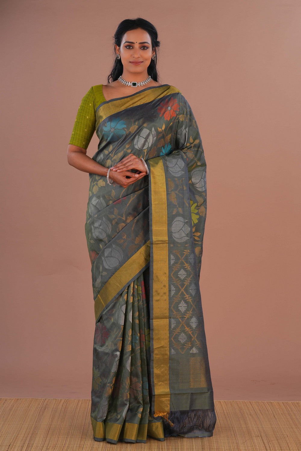 Image of Uppada Silk Green Saree