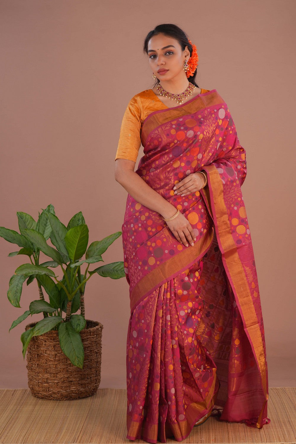 Image of Uppada Silk Pink Saree