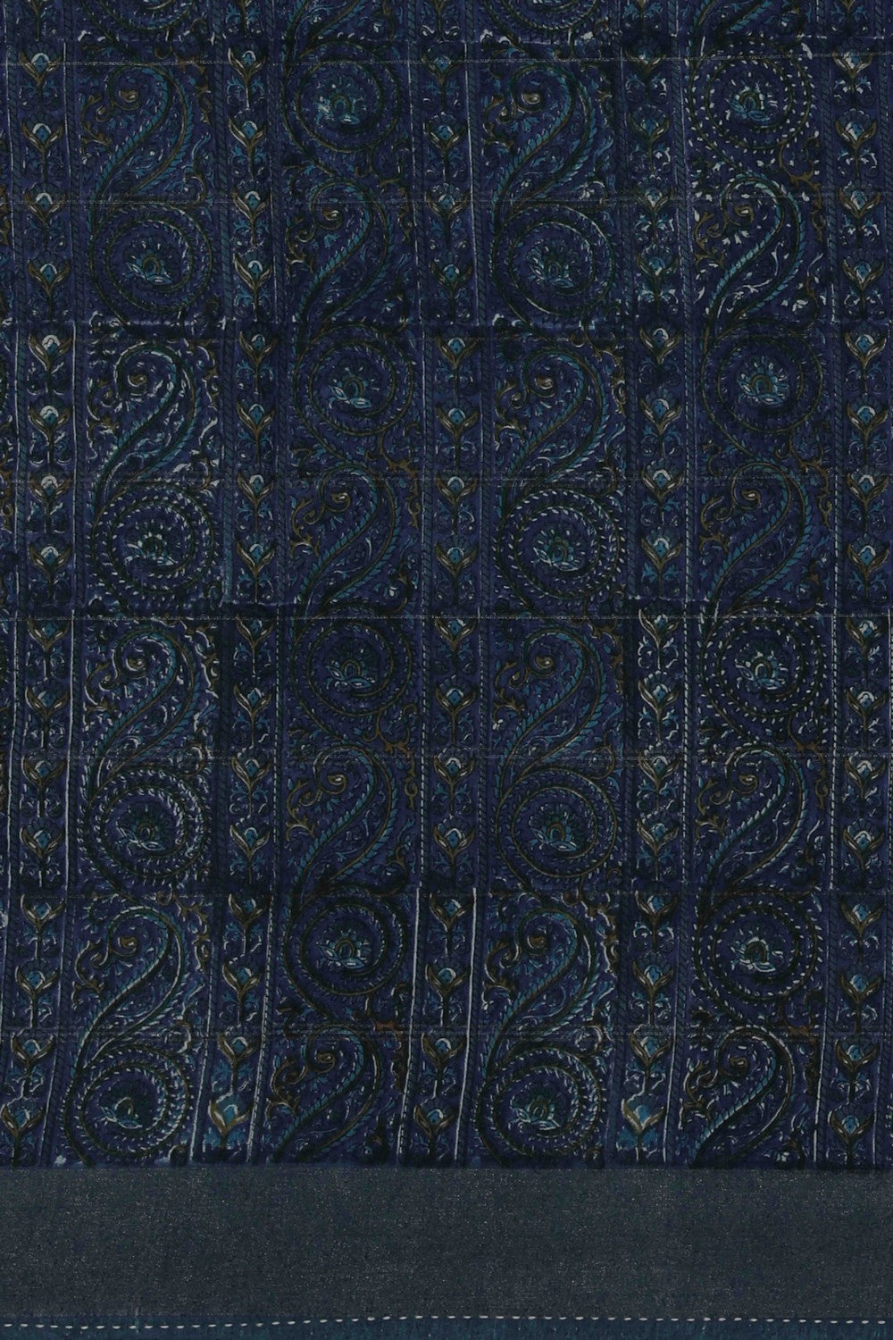 Image of A Tussar Embroidery Teal Blue Saree