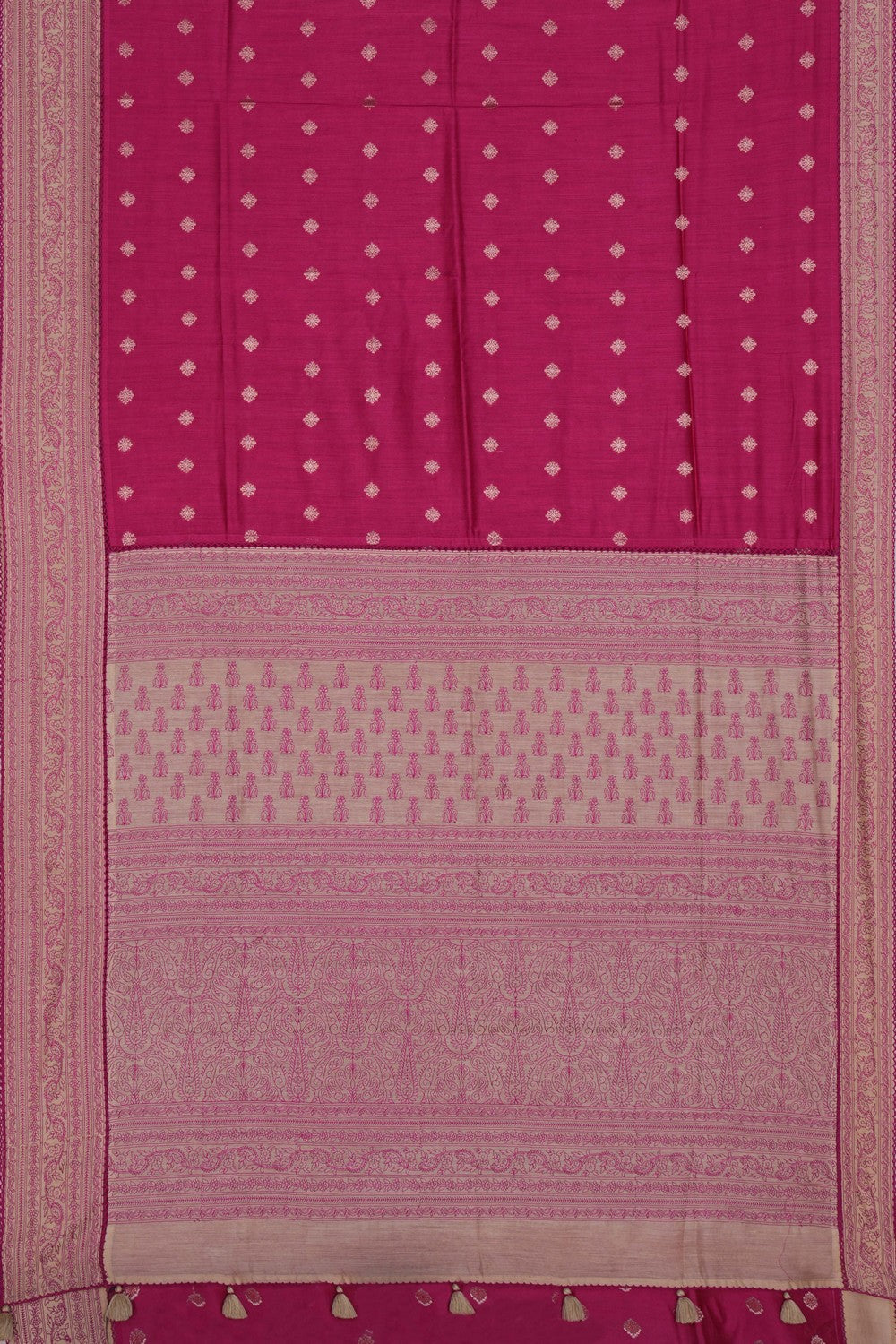 A Tussar Embroidery Pink Saree