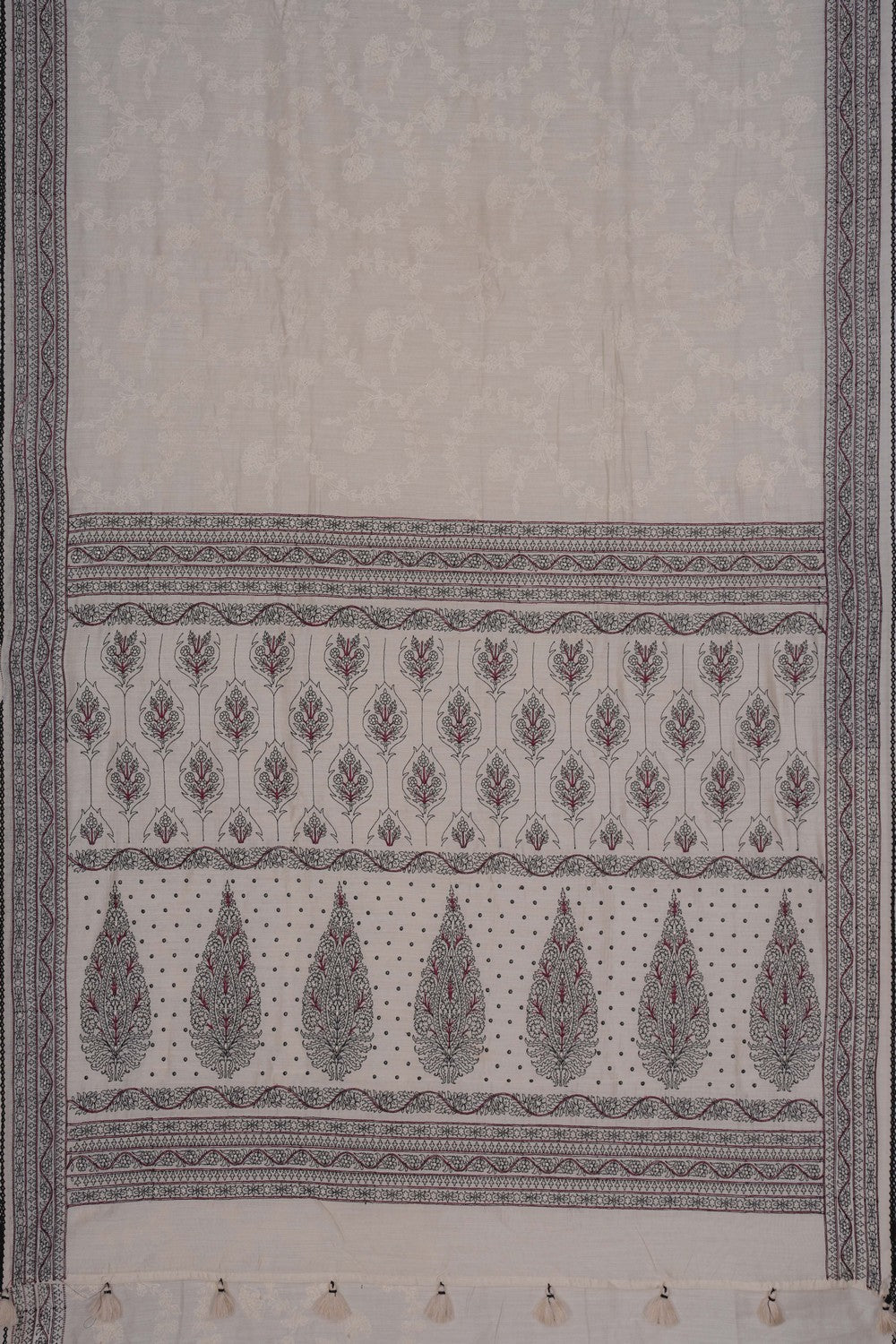 A Tussar Embroidery Off White Saree