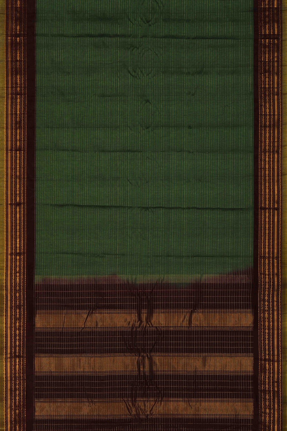 Image of Gadwal Cotton Silk Green Saree