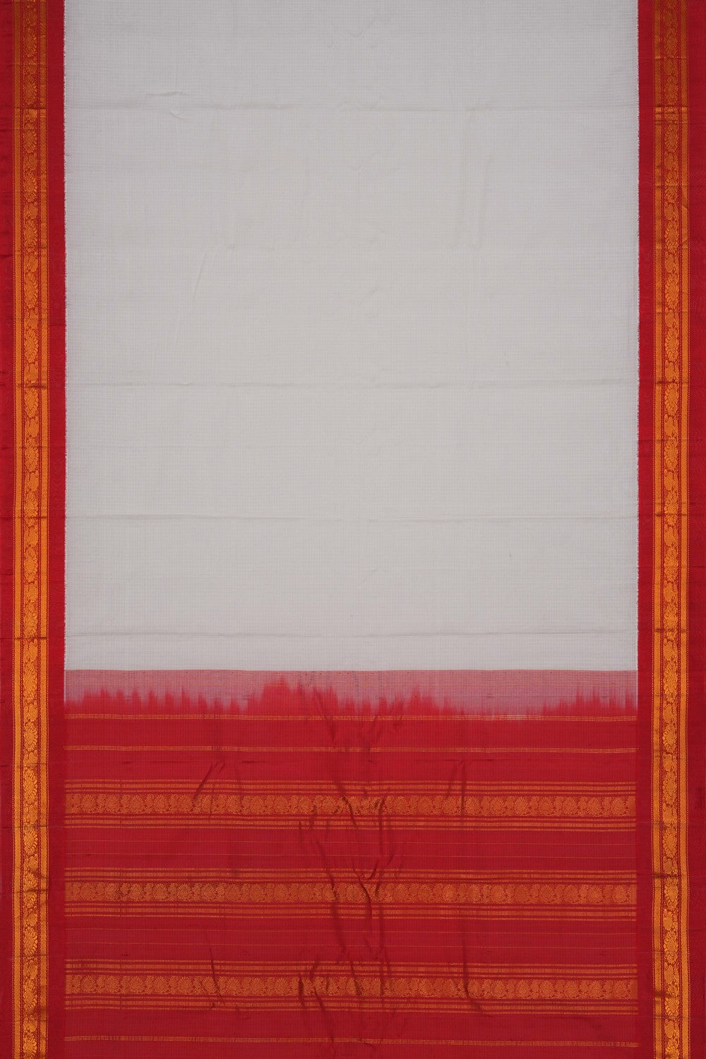 Image of Gadwal Cotton Silk White Saree