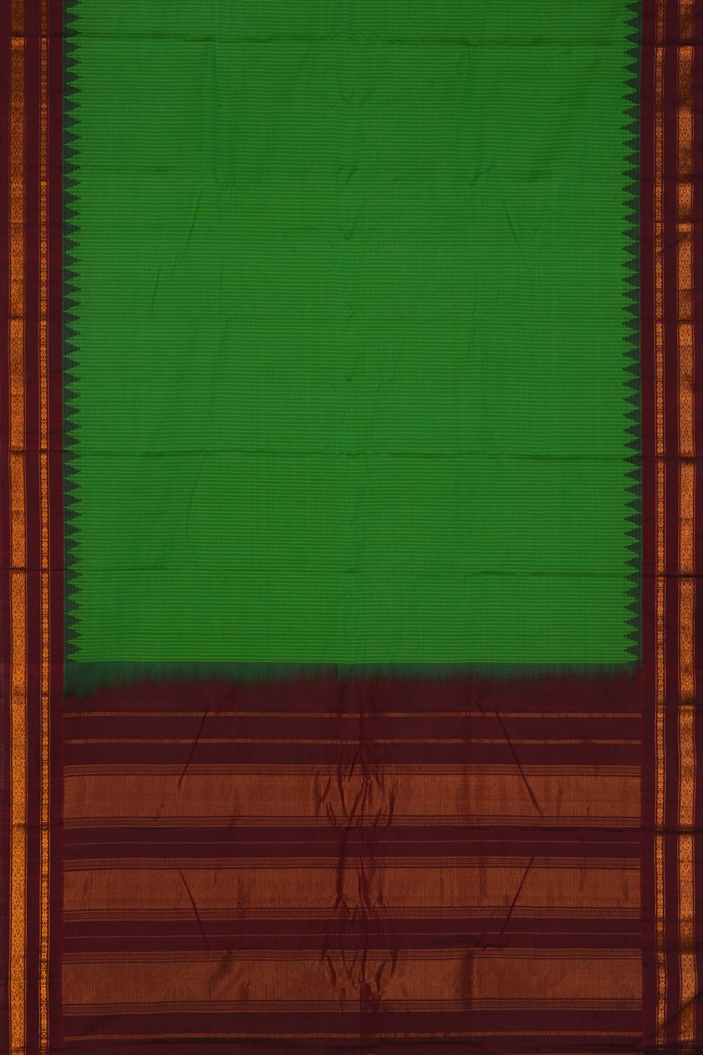 Image of Gadwal Cotton Silk Green Saree