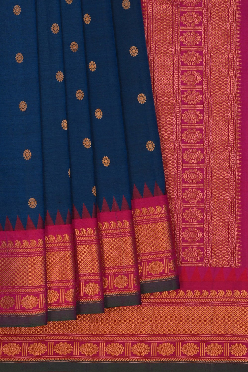 Image of Gadwal Silk Blue Saree