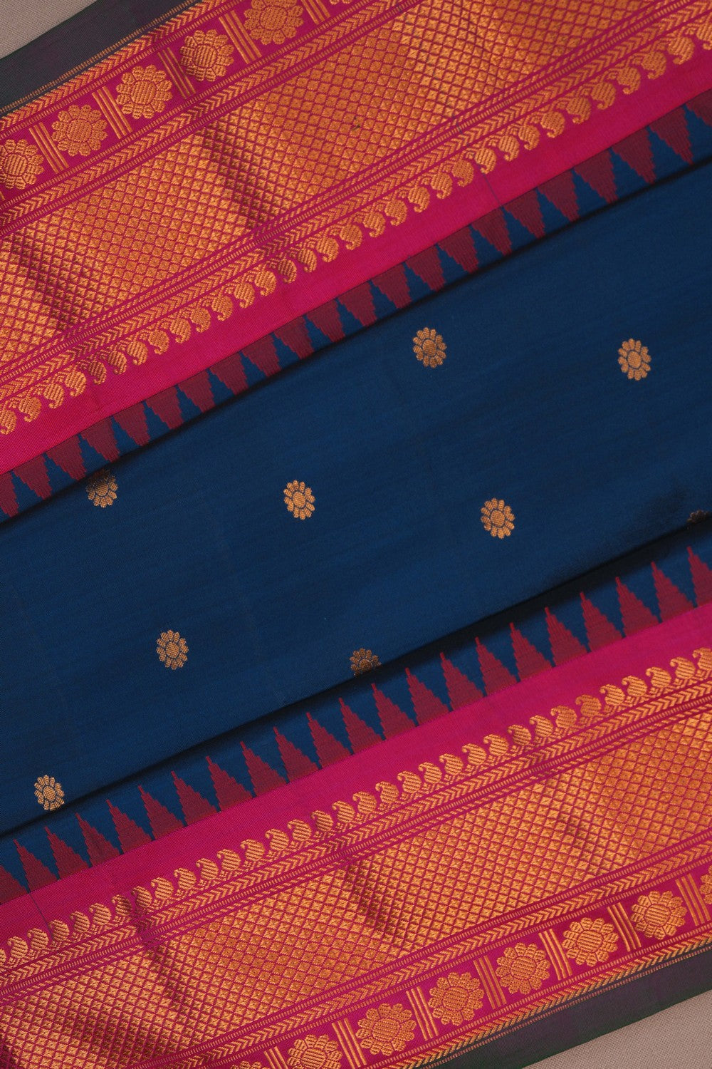 Image of Gadwal Silk Blue Saree