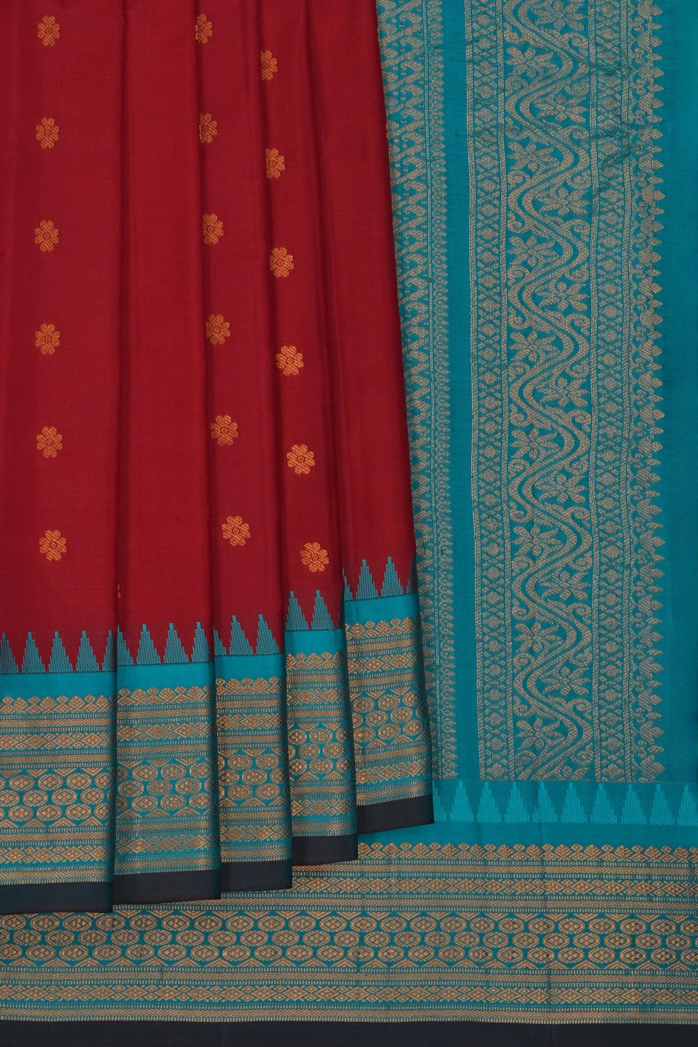 Gadwal Silk Red Saree
