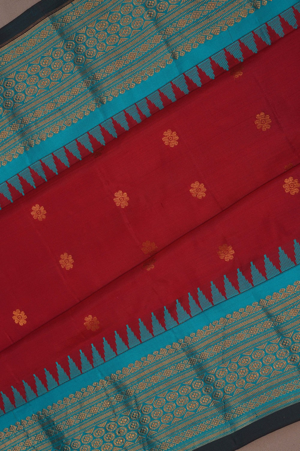 Gadwal Silk Red Saree