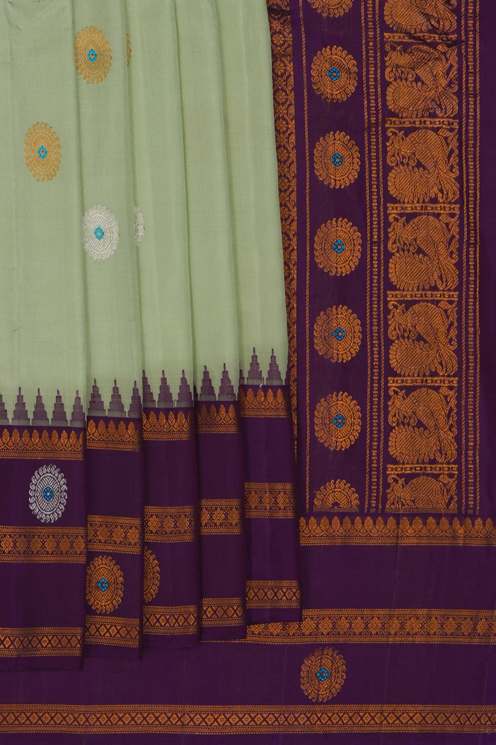 Gadwal Silk Mint Green Saree