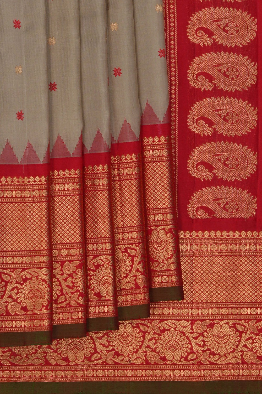 Image of Gadwal Silk Grey Saree