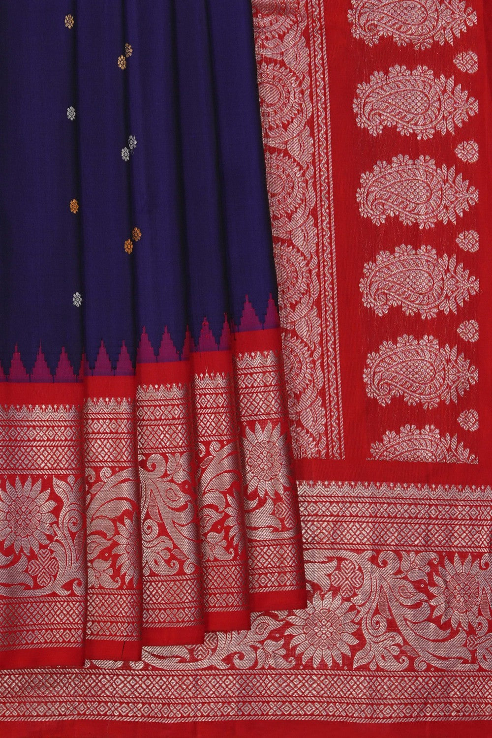 Image of Gadwal Silk Indigo Blue Saree