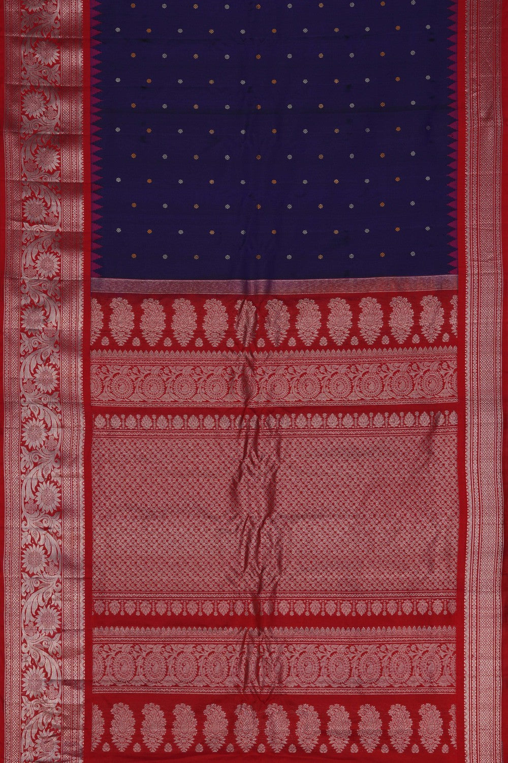 Image of Gadwal Silk Indigo Blue Saree