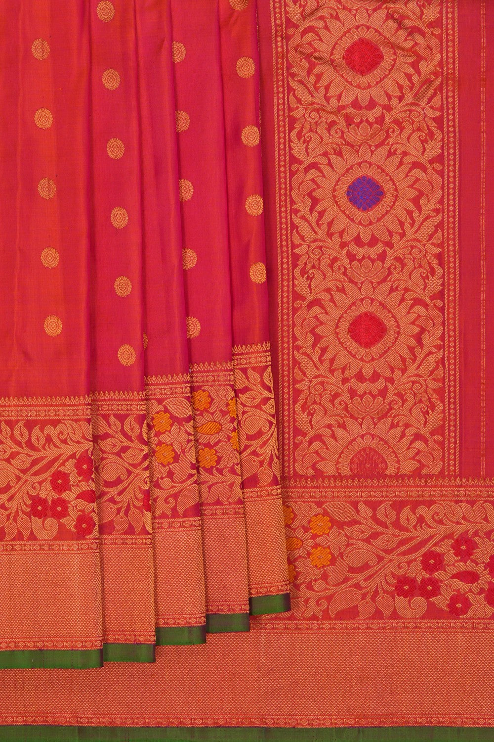 Gadwal Silk Fuchsia-Pink Saree