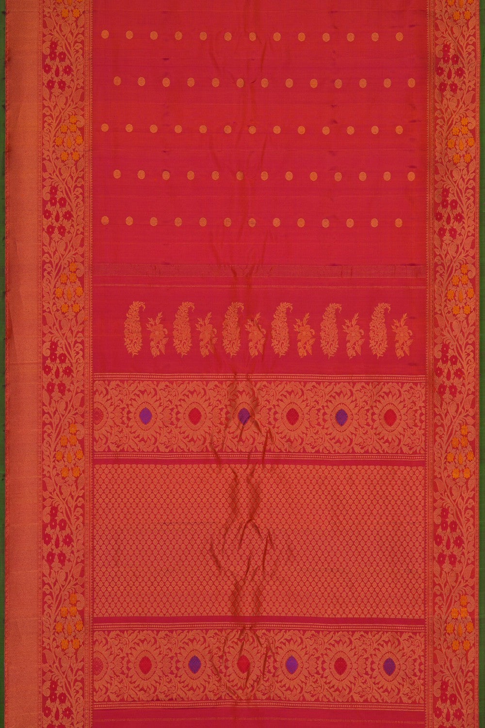Image of Gadwal Silk Fuchsia-Pink Saree