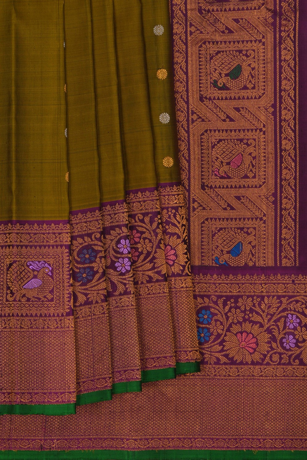 Gadwal Silk Moss Green Saree