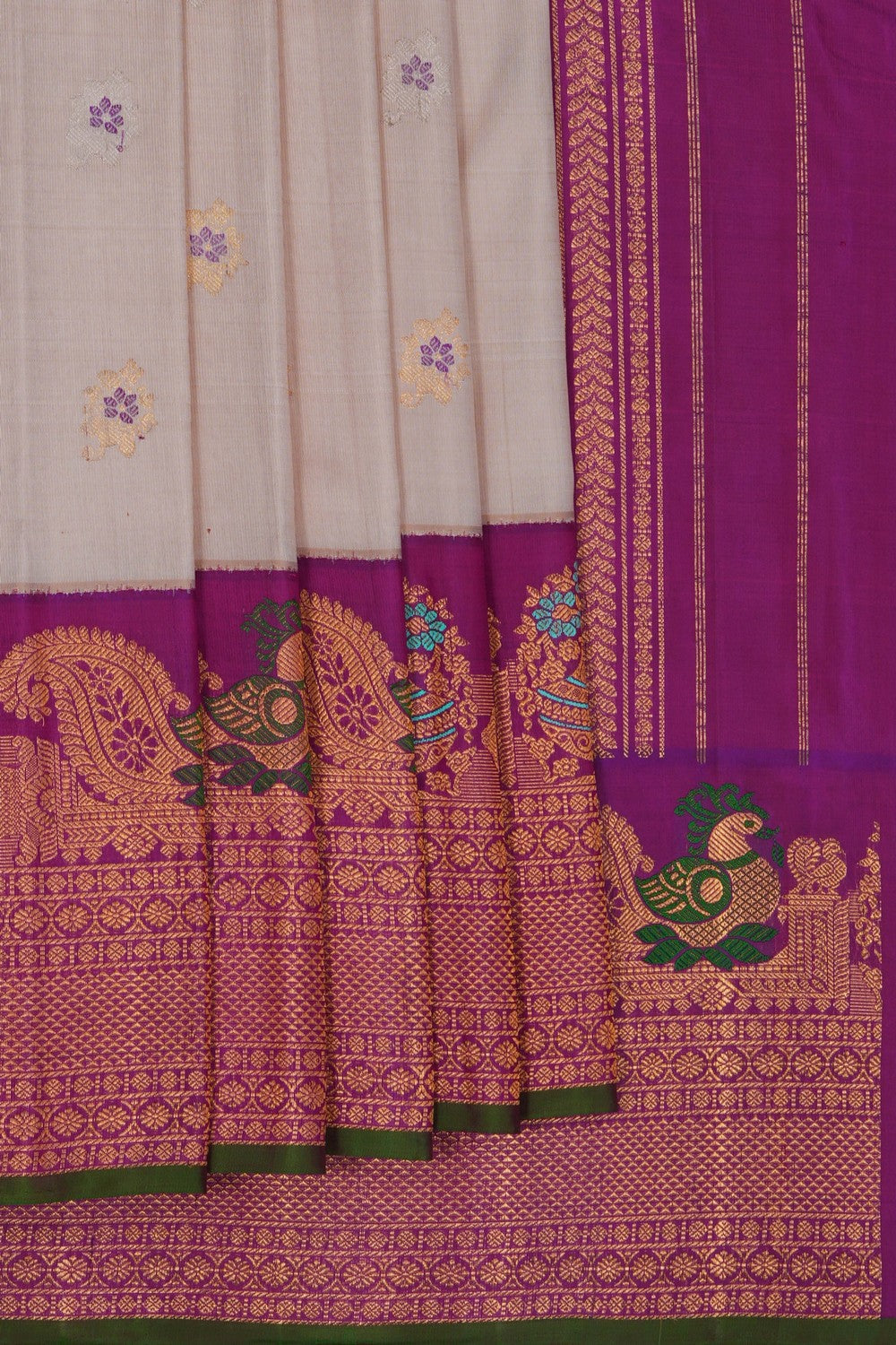 Image of Gadwal Silk Beige Saree