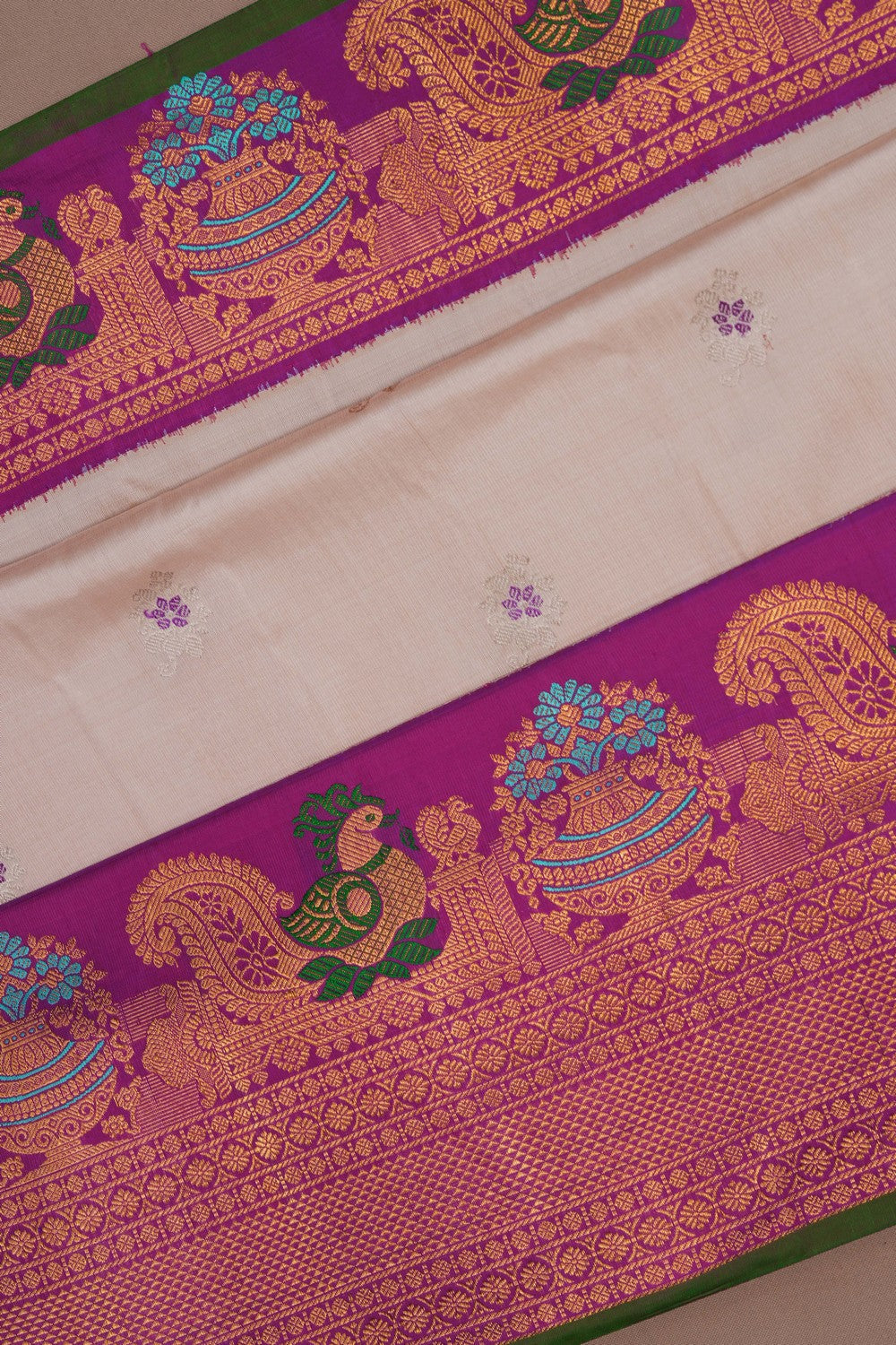 Image of Gadwal Silk Beige Saree