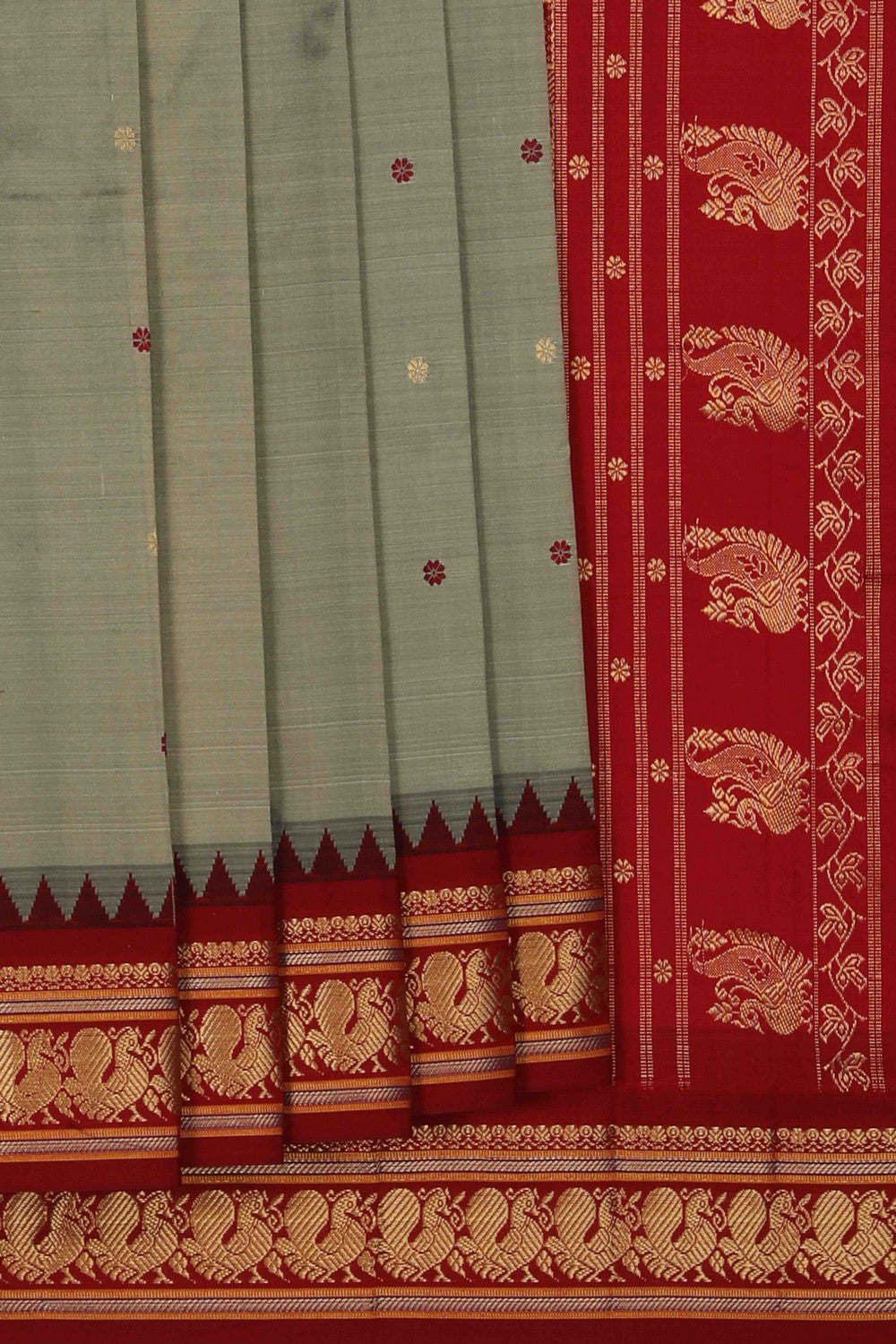 Image of Narayanpet Silk Grey Saree