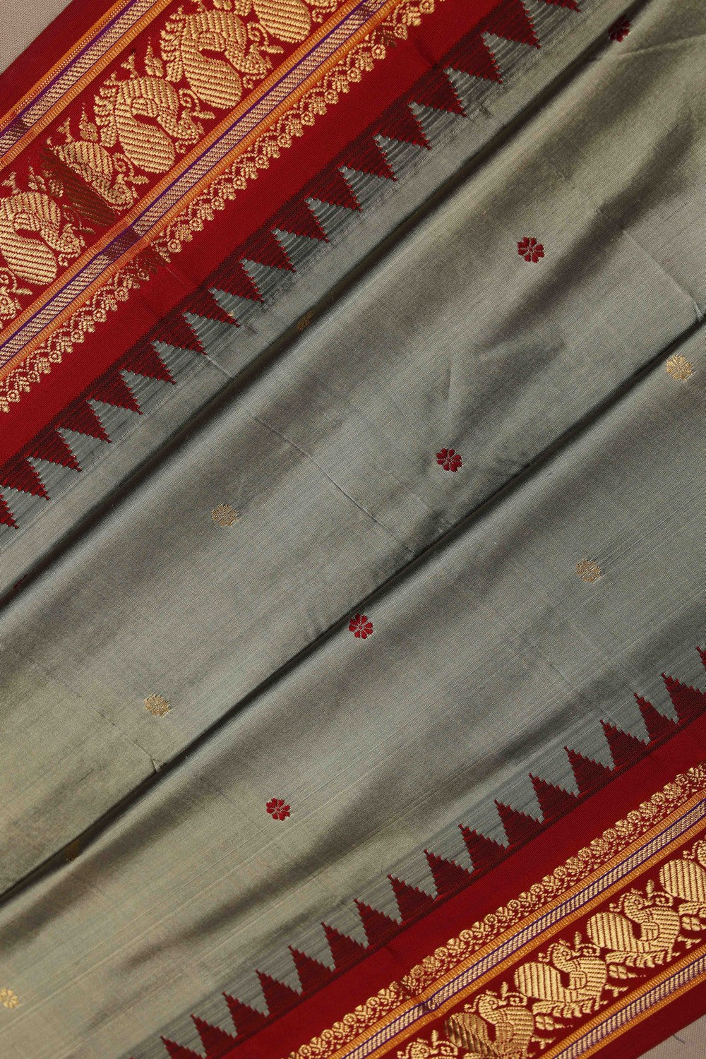 Image of Narayanpet Silk Grey Saree