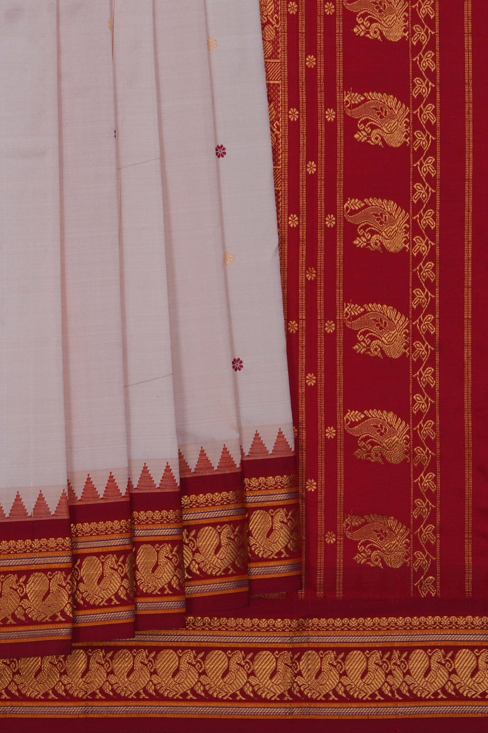 Image of Narayanpet Silk Off-White Saree