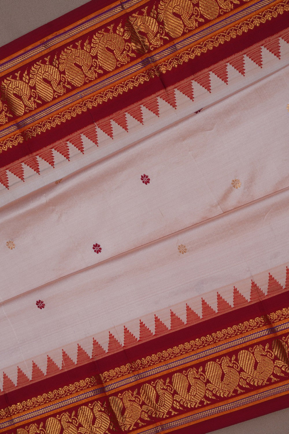 Image of Narayanpet Silk Off-White Saree