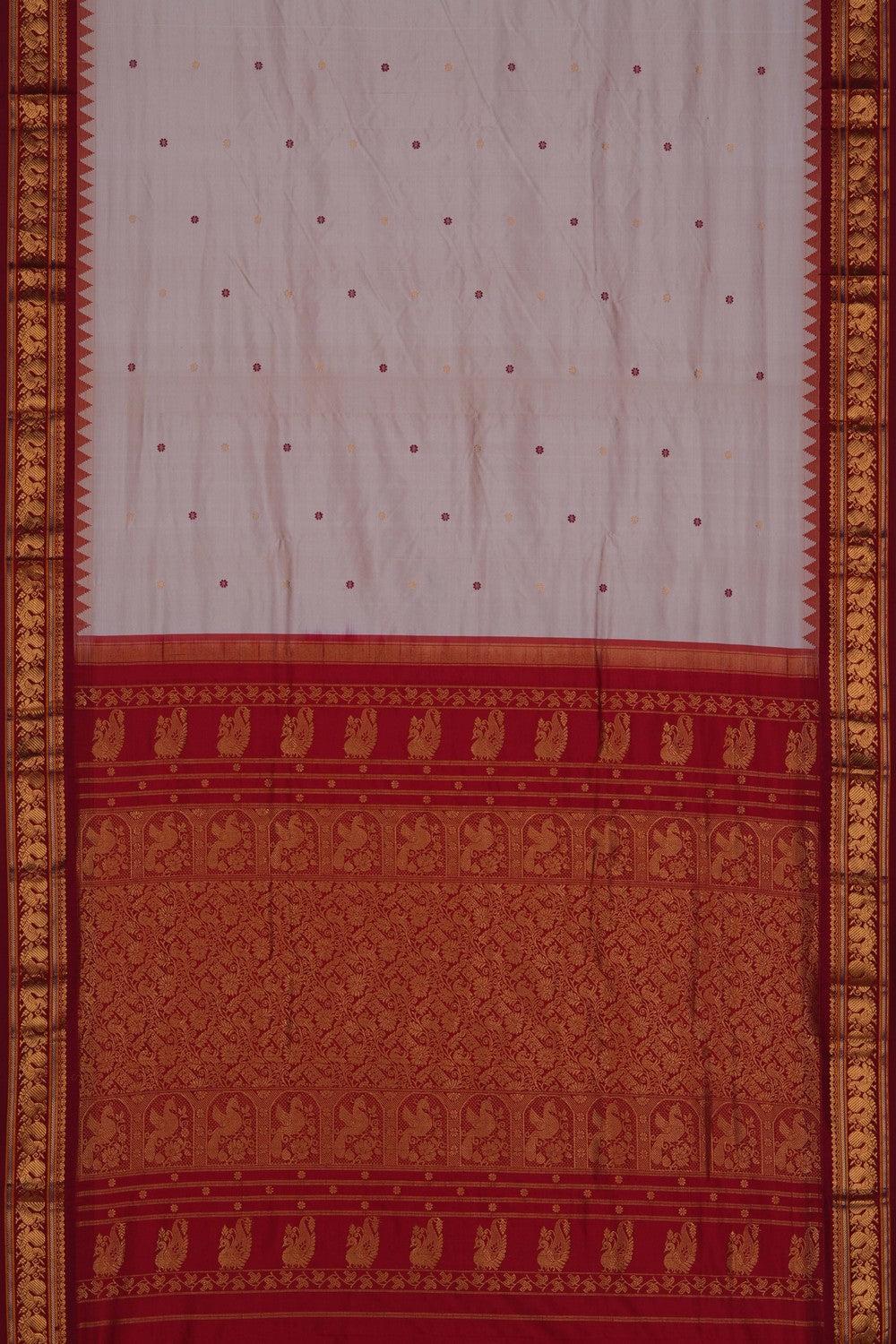 Image of Narayanpet Silk Off-White Saree