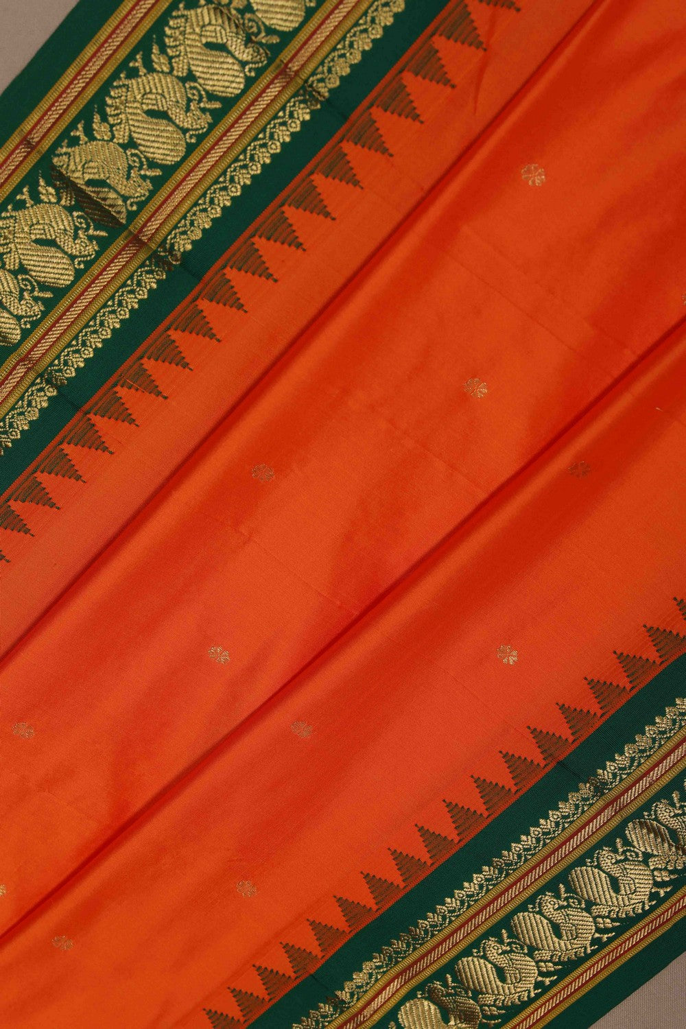 Image of Narayanpet Silk Orange Saree