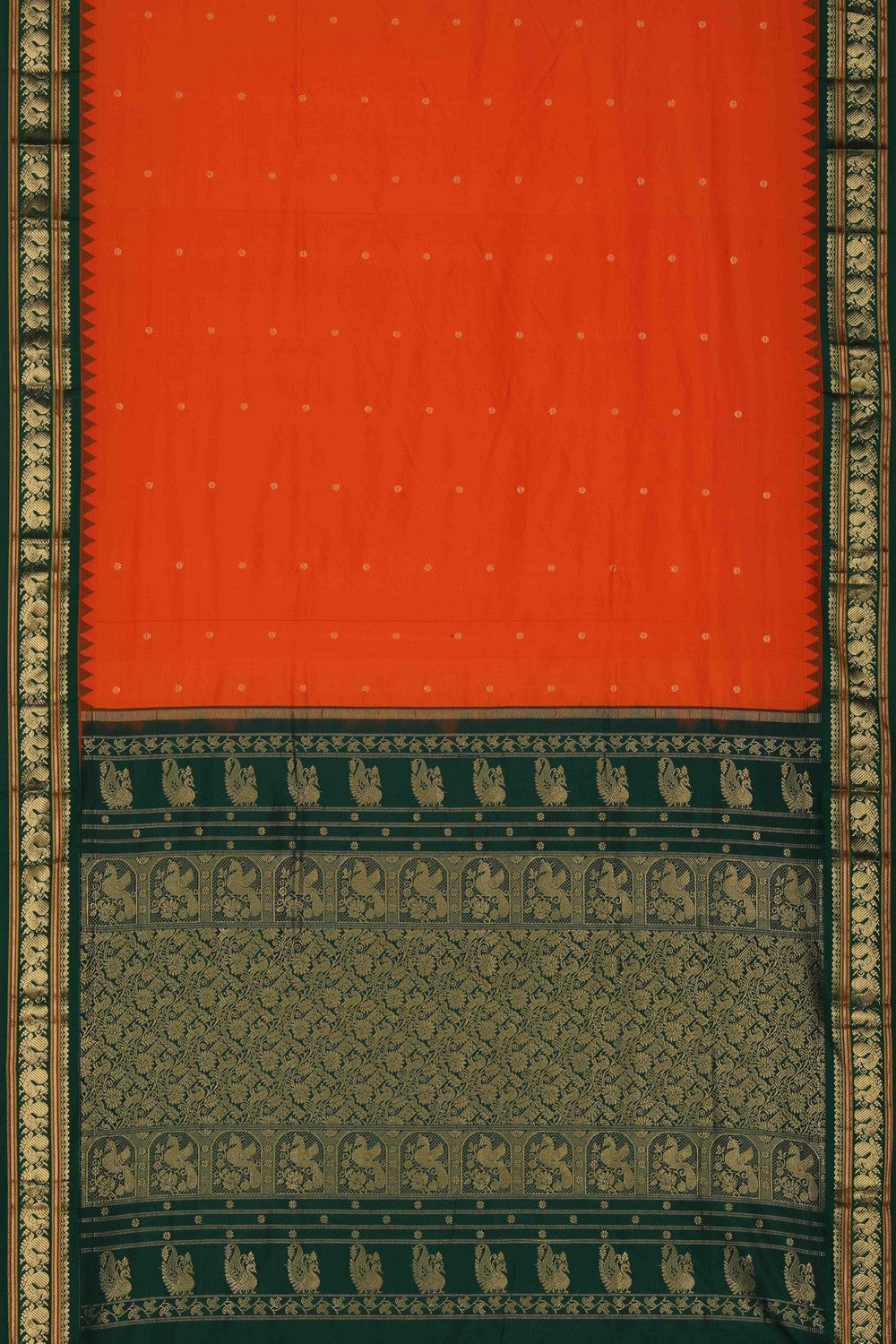Image of Narayanpet Silk Orange Saree