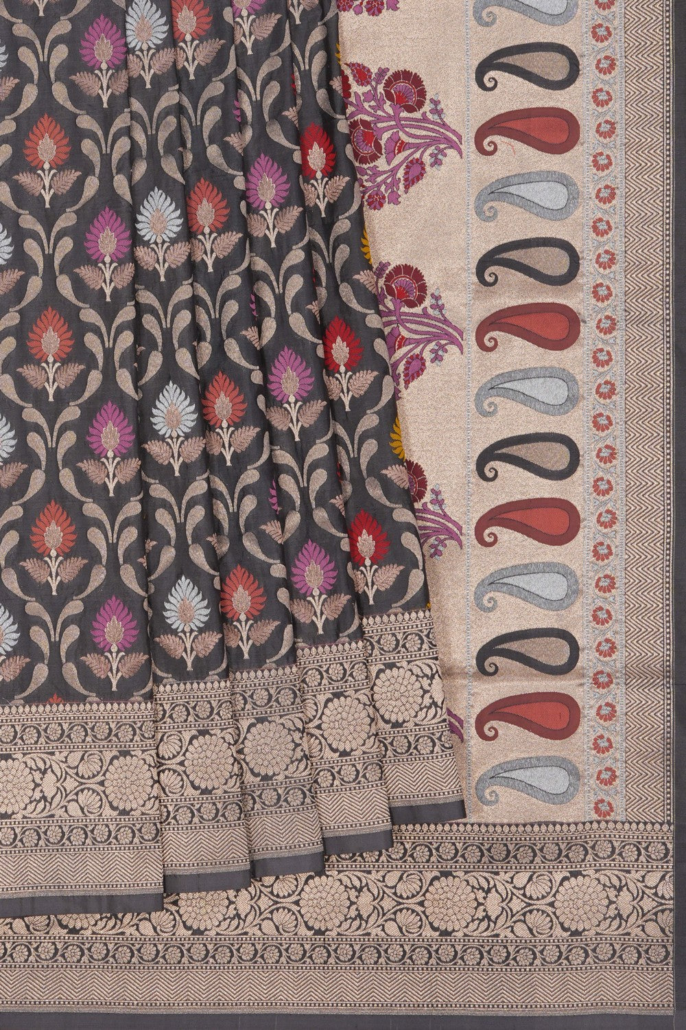 Image of Banarasi Brocade Grey Saree