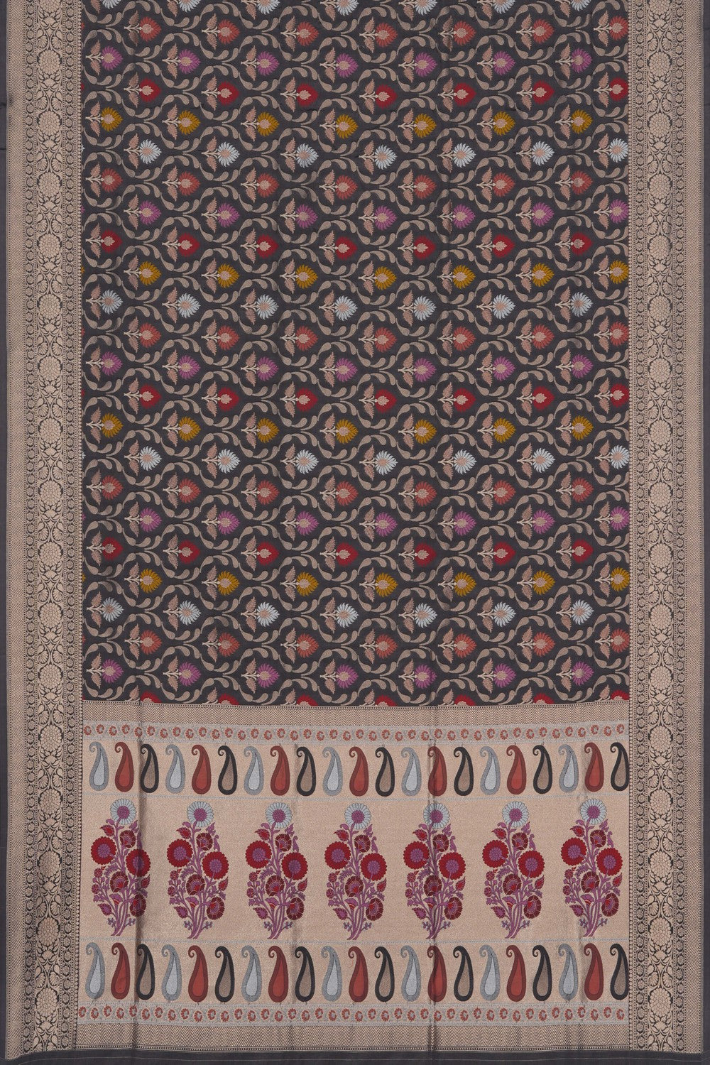 Image of Banarasi Brocade Grey Saree