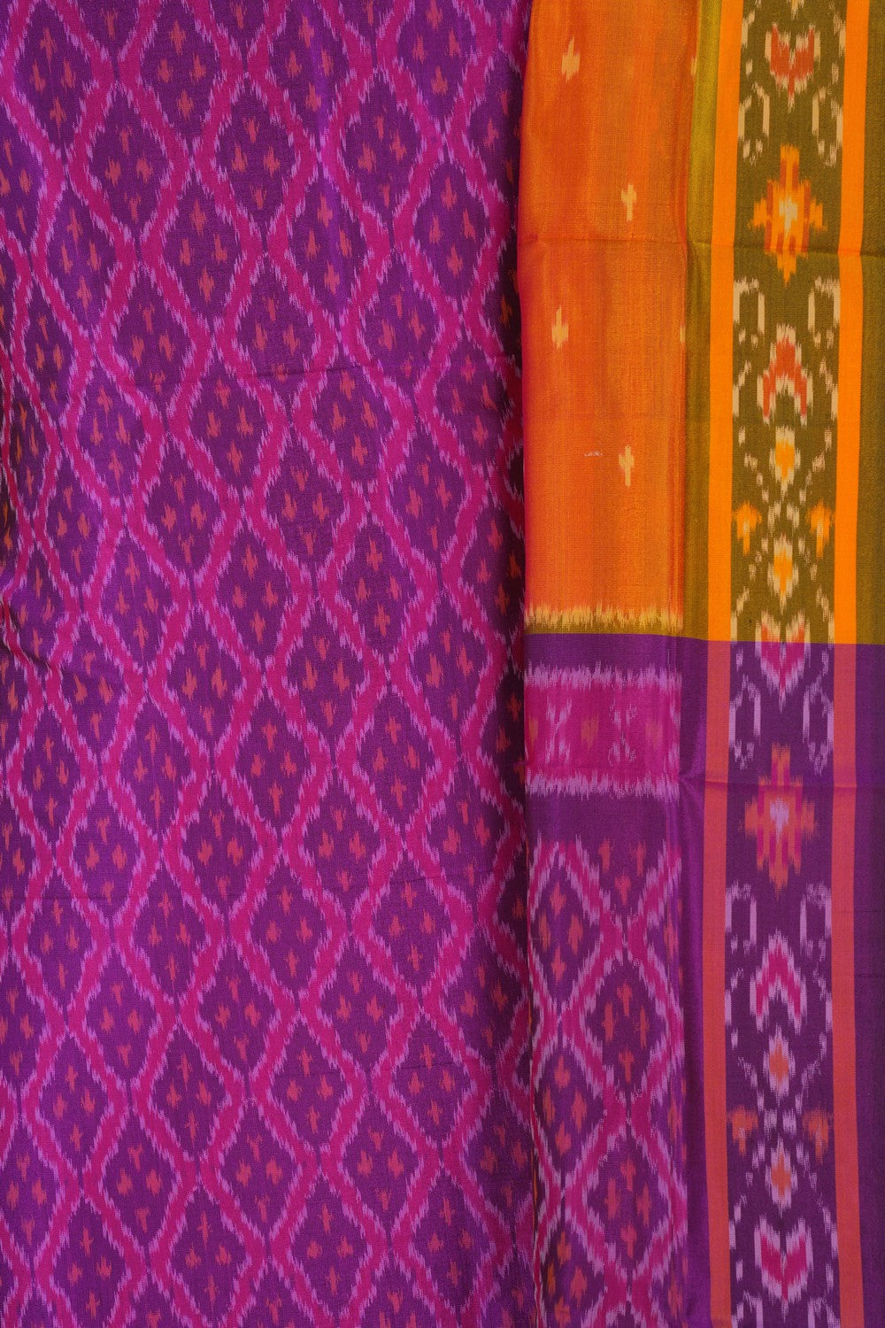 Image of Pochampally Ikat Unstitched Suit With Dupatta (3 Pcs Set)