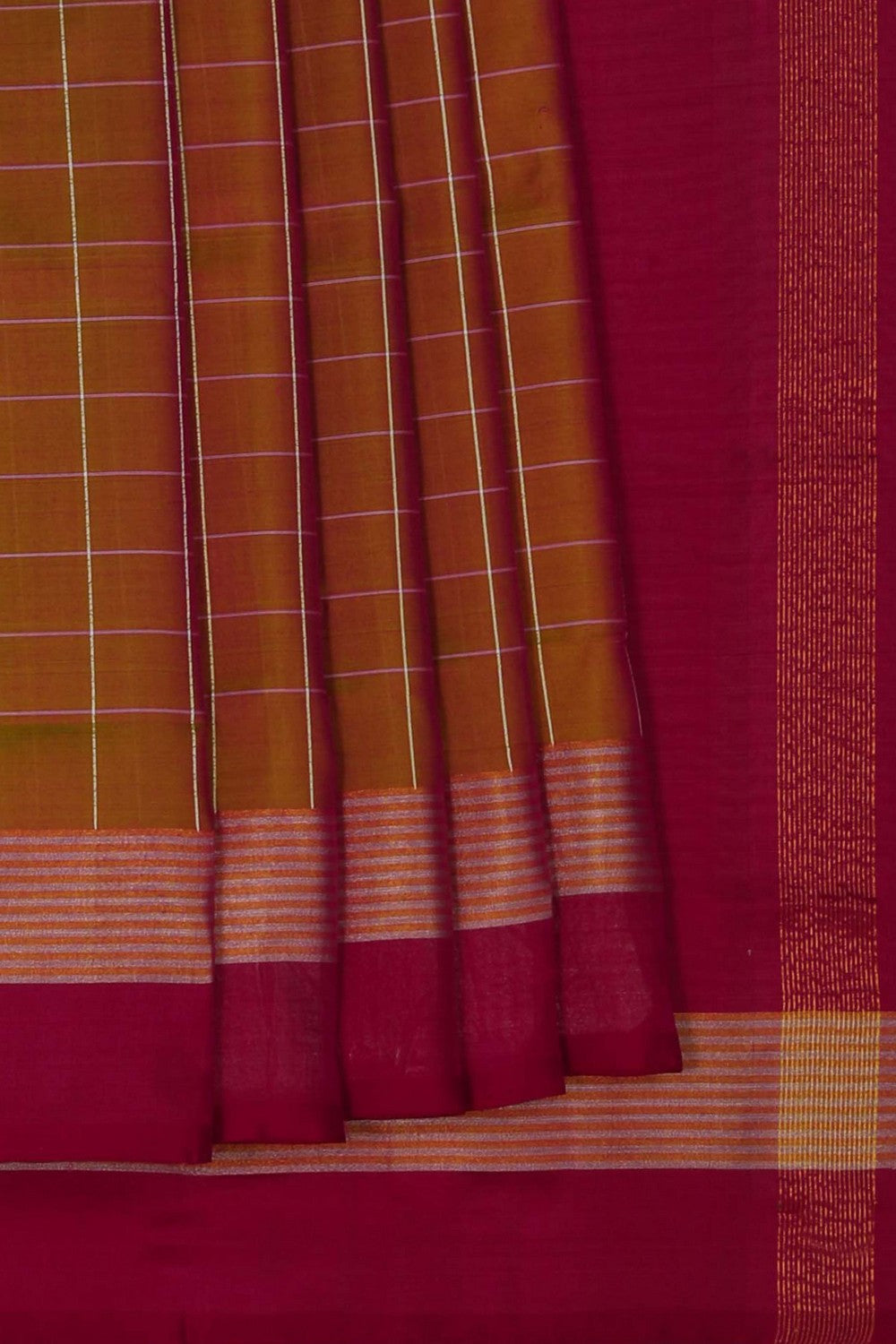 Uppada Silk Kattam Green Saree