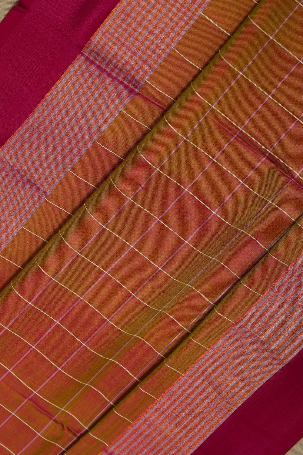 Image of Uppada Silk Kattam Green Saree