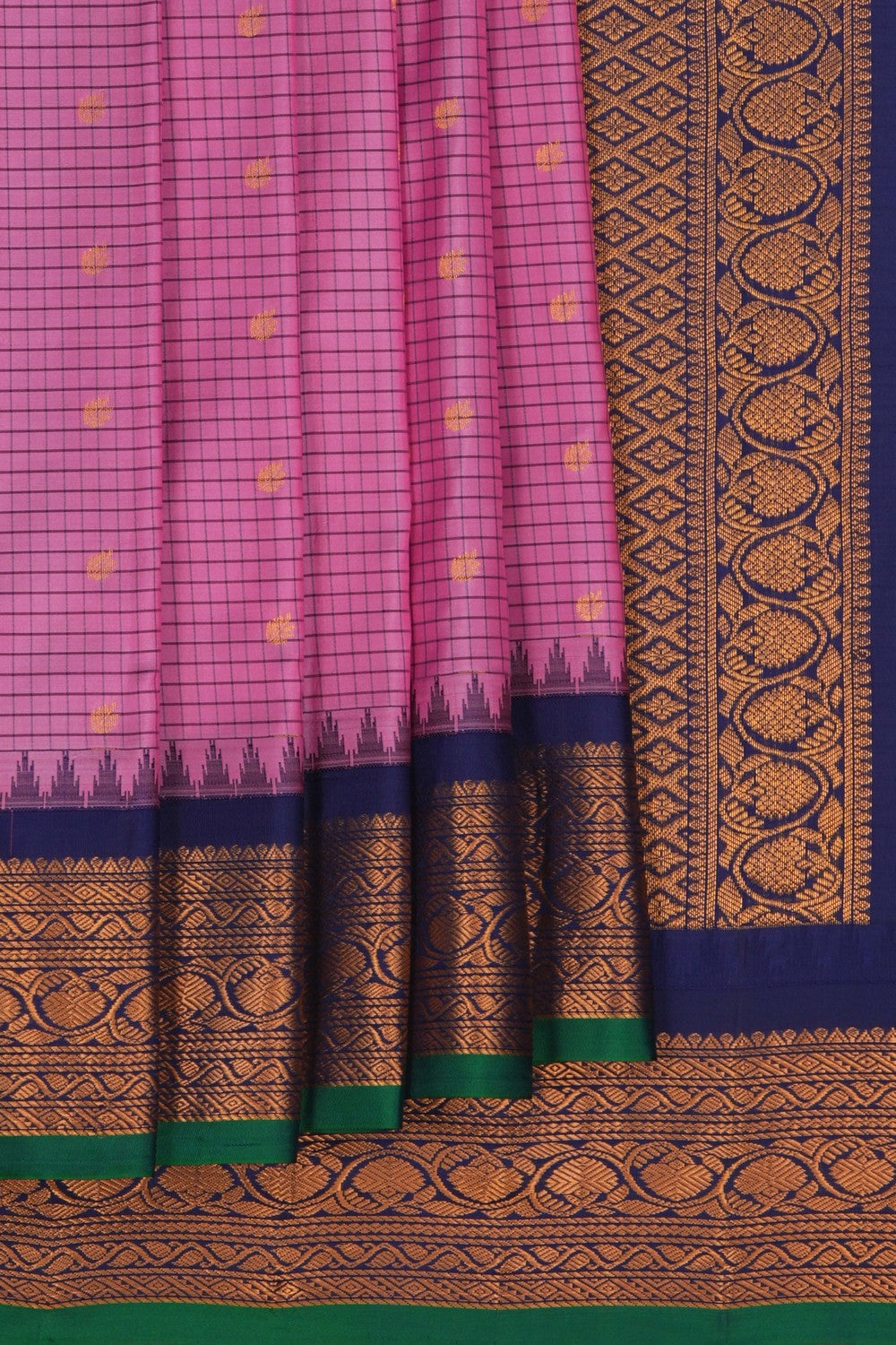Gadwal Silk Kattam Purple Saree