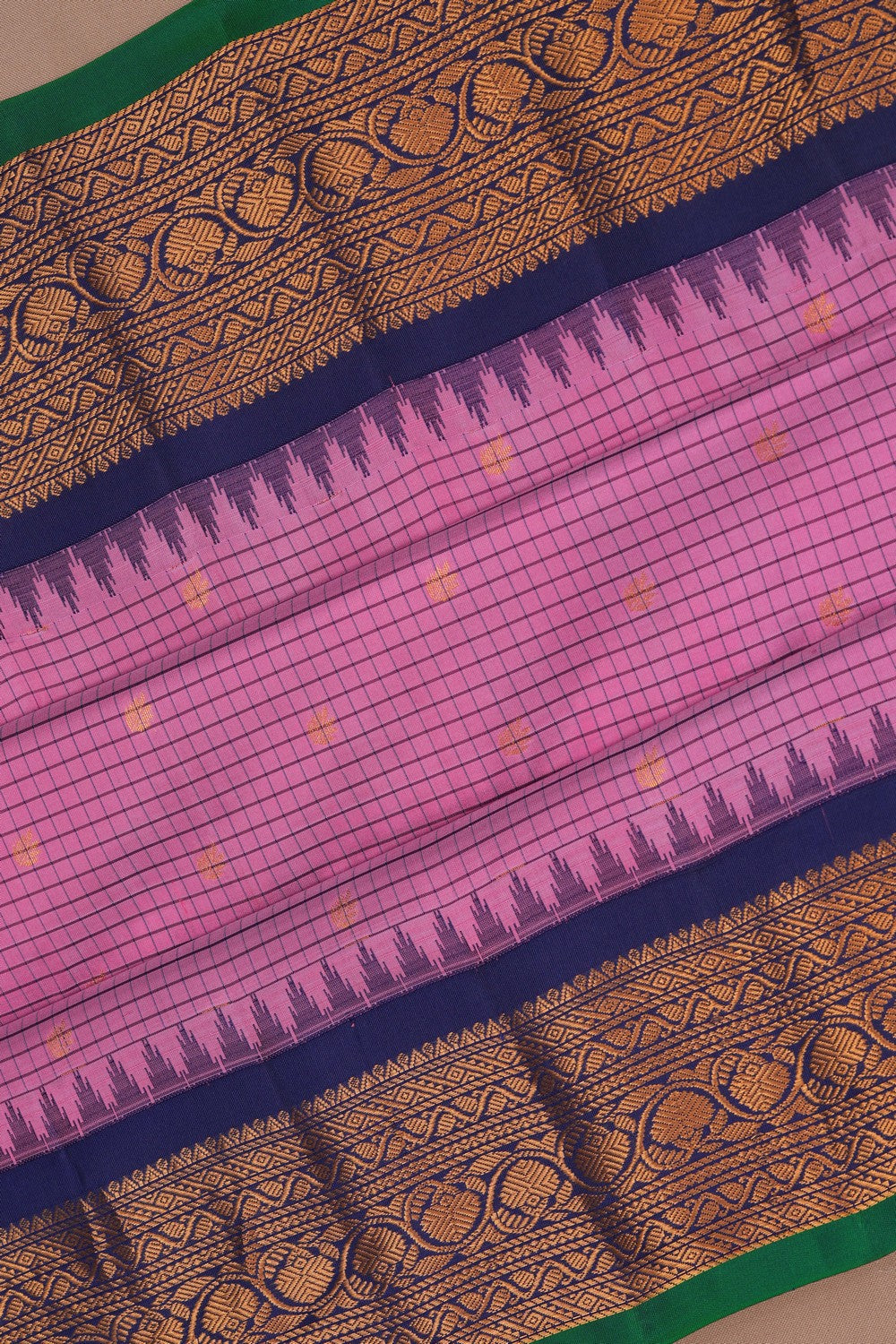 Gadwal Silk Kattam Purple Saree