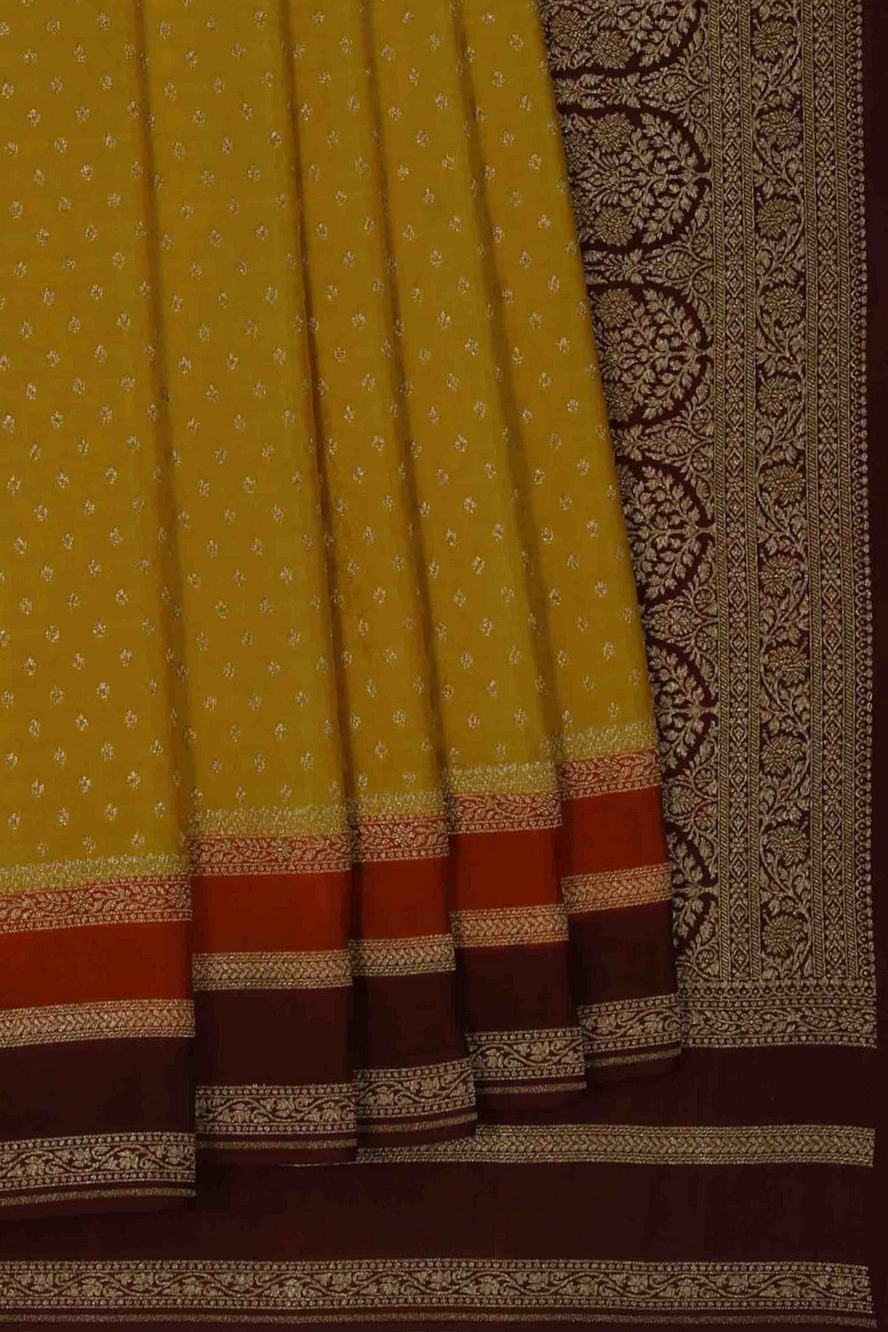 Banarasi Crepe Mustard Saree