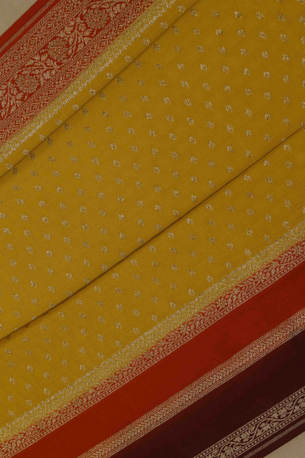 Image of Banarasi Crepe Mustard Saree