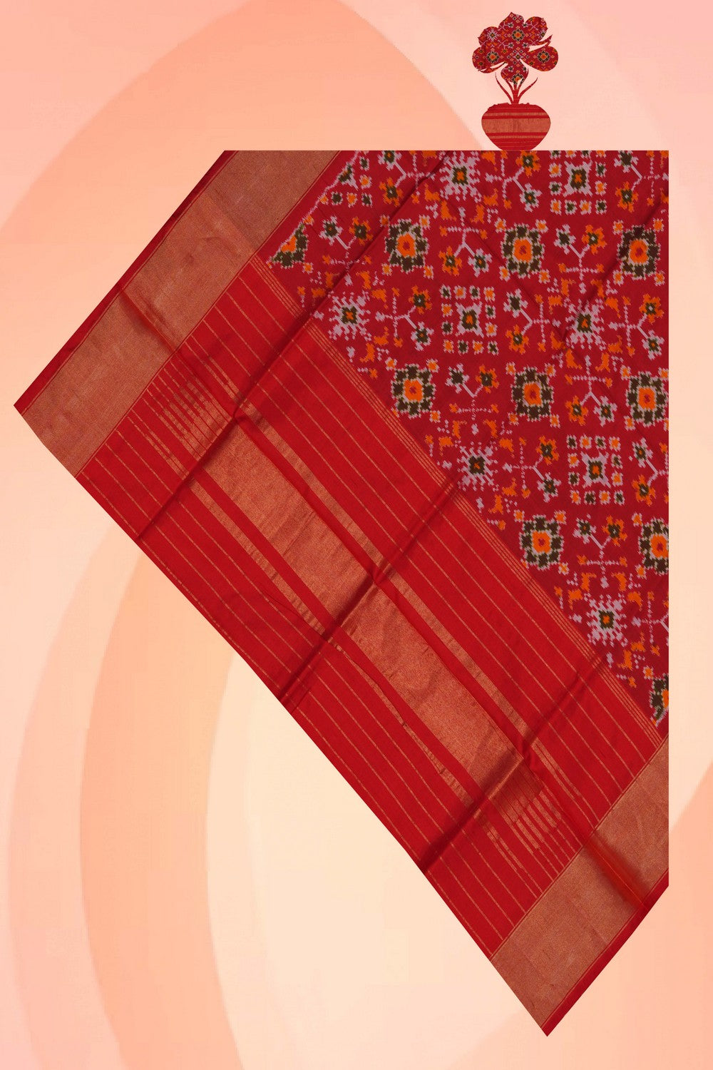 Pochampally Ikat Silk Red Dupatta