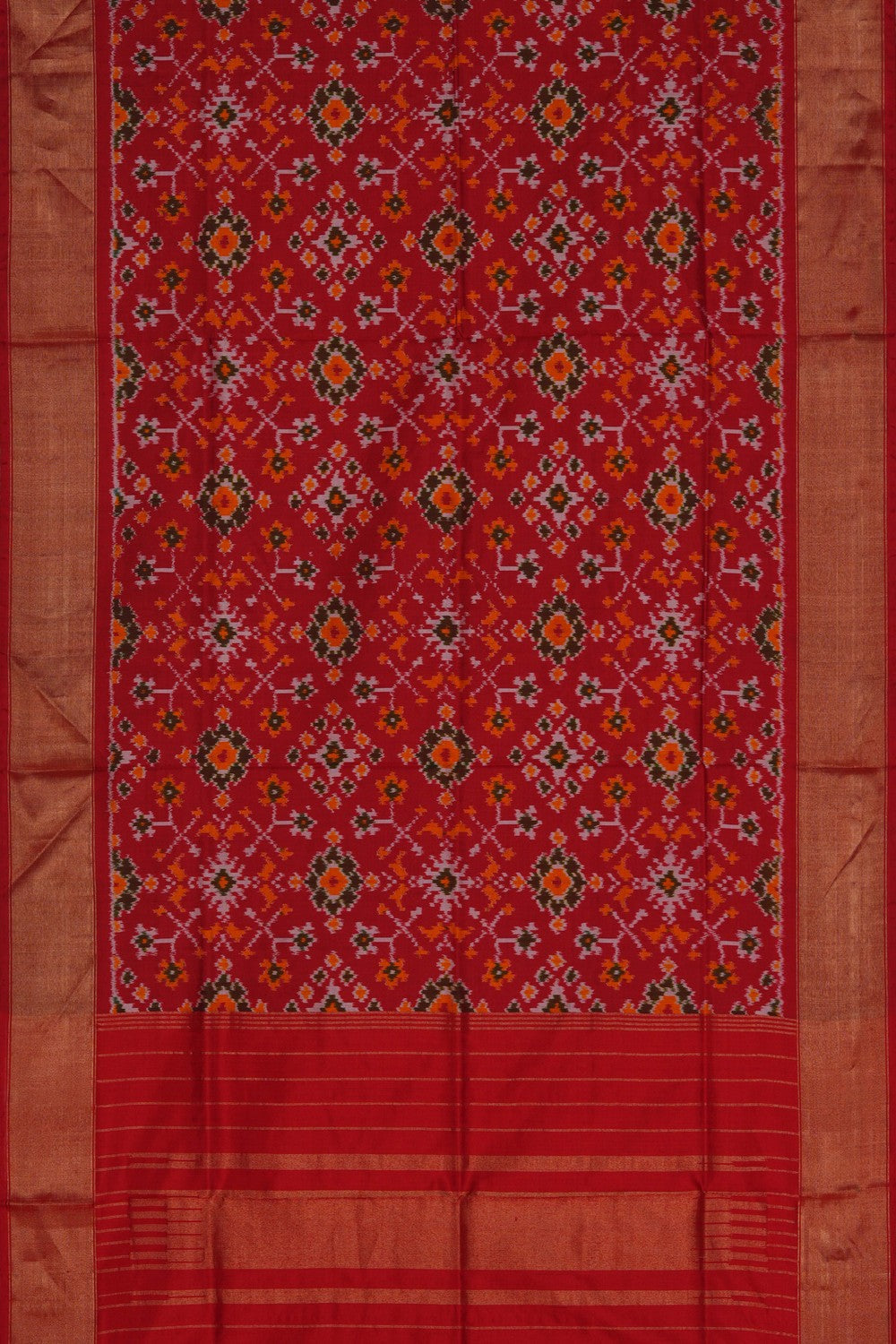 Image of Pochampally Ikat Silk Red Dupatta