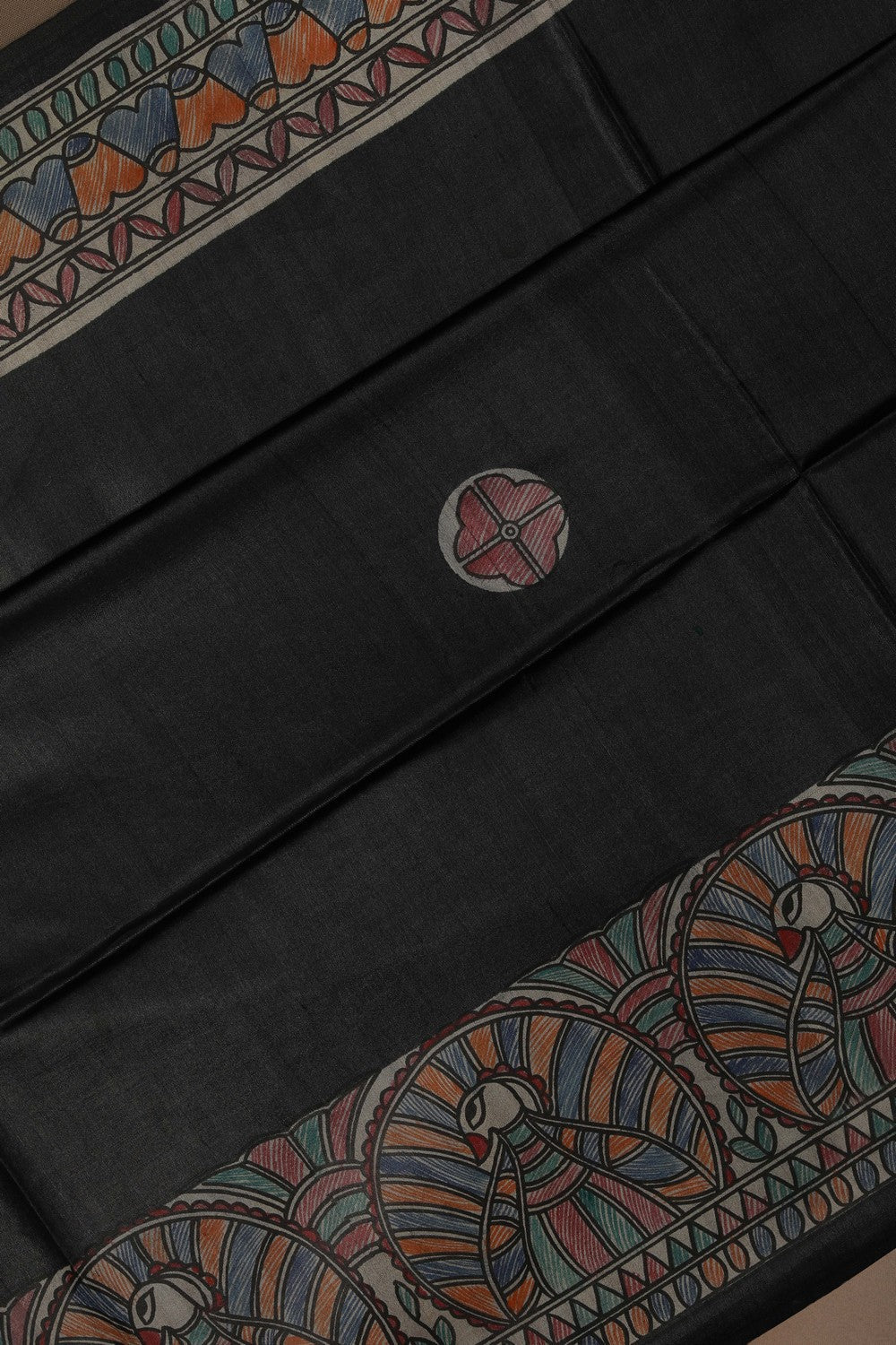 Tussar Silk Madhubani Painted Saree