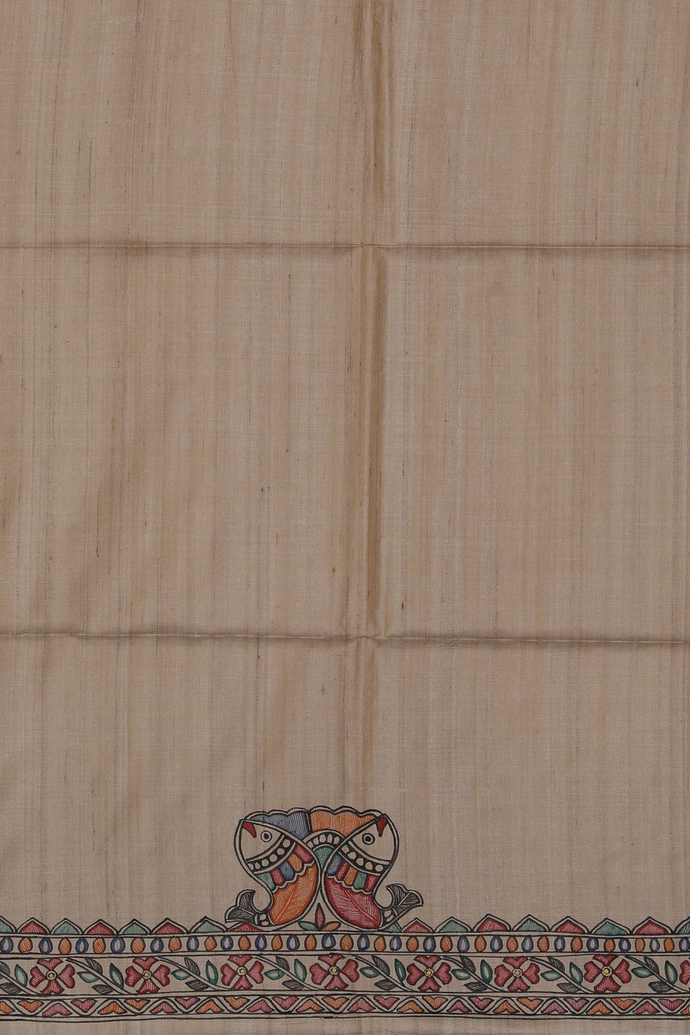 Image of Tussar Silk Madhubani Painted Saree