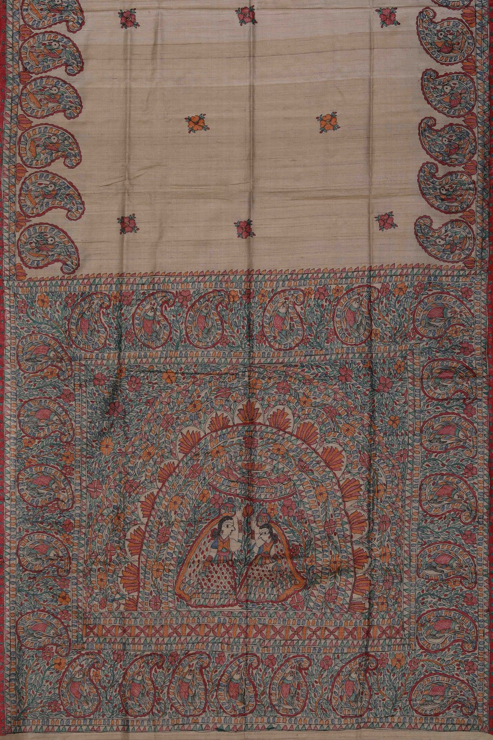 Tussar Silk Madhubani Painted Saree