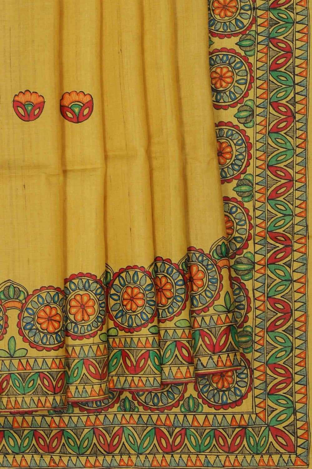 Tussar Silk Madhubani Painted Saree