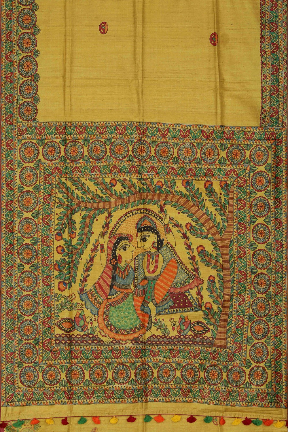 Tussar Silk Madhubani Painted Saree