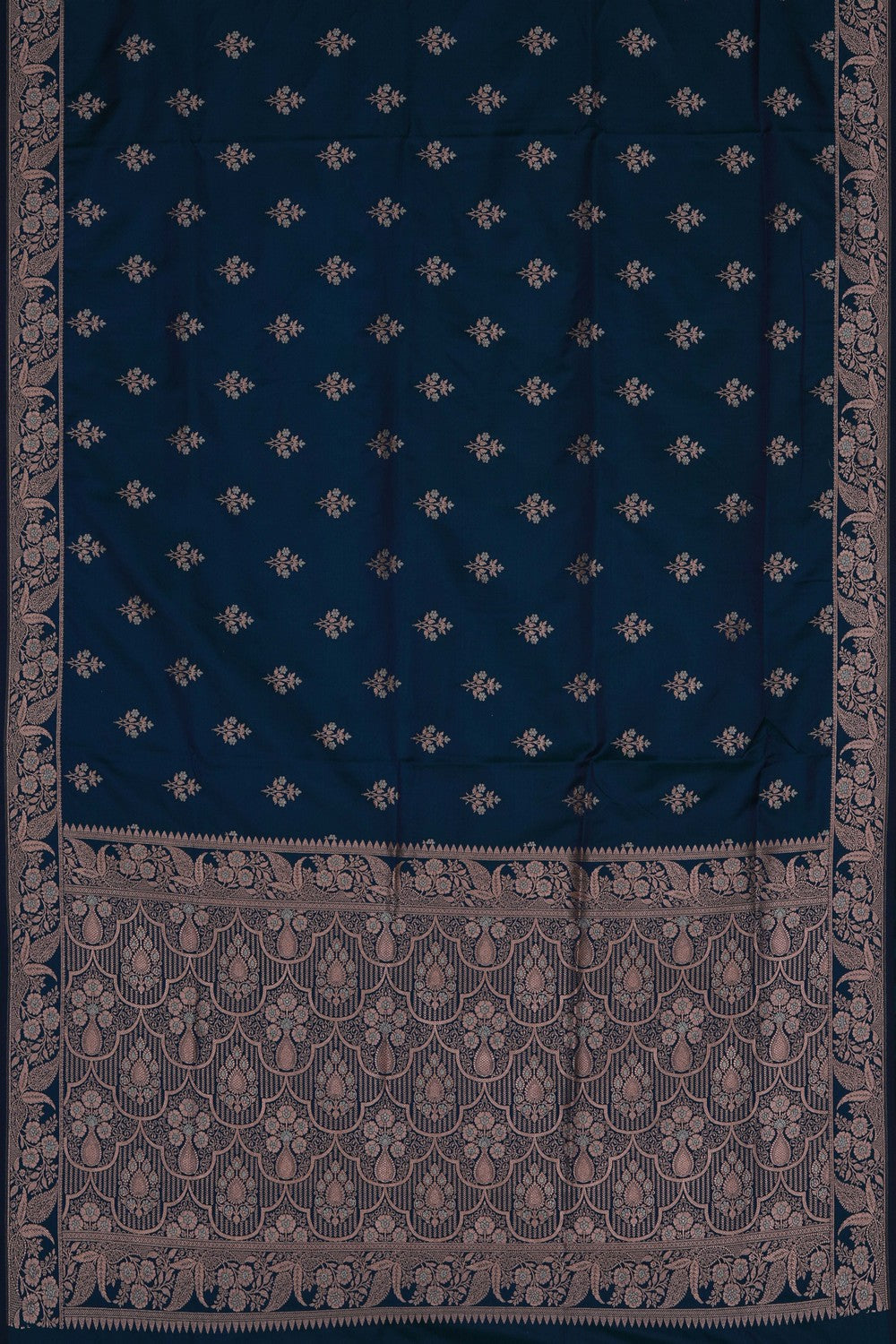 Image of Banarasi Satin Silk Peacock-Blue Saree
