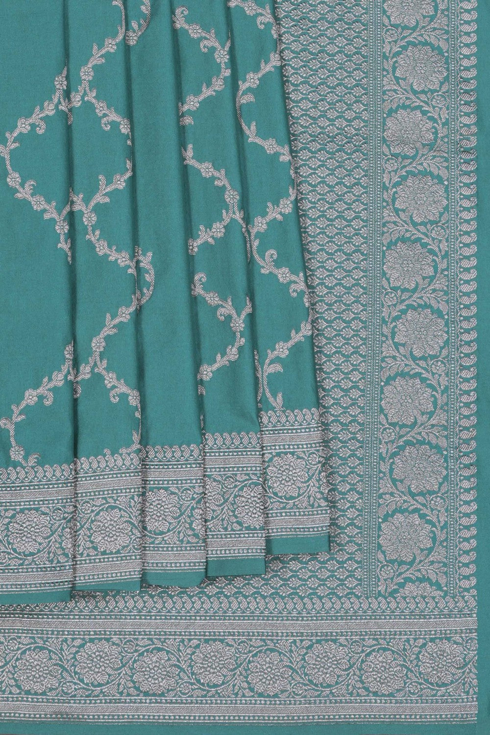 Image of Banarasi Satin Silk Sea Blue Saree