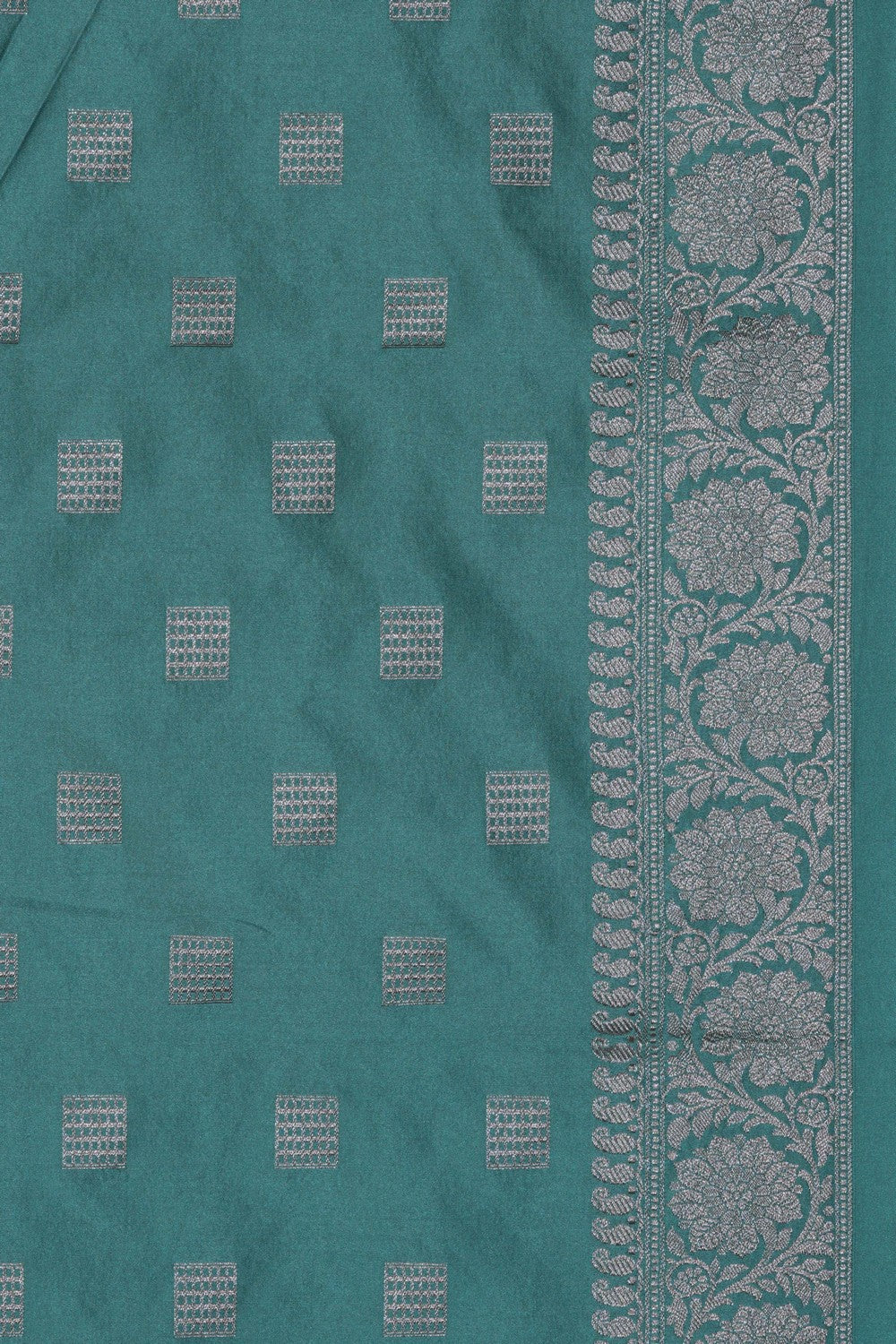 Image of Banarasi Satin Silk Sea Blue Saree