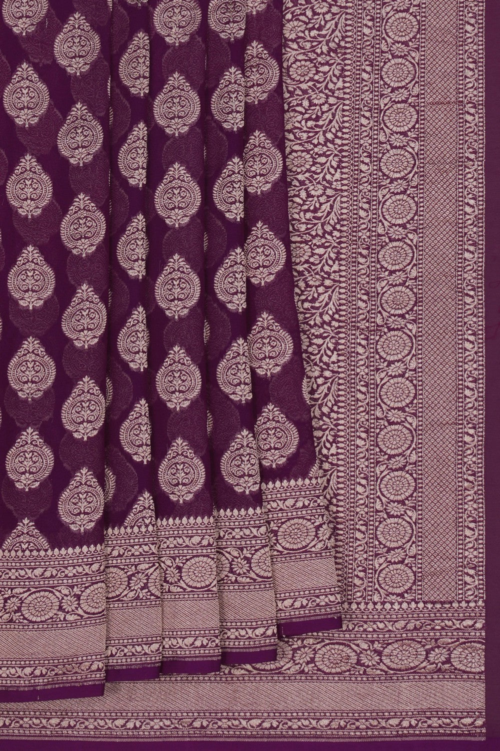 Image of Banarasi Georgette Purple Saree